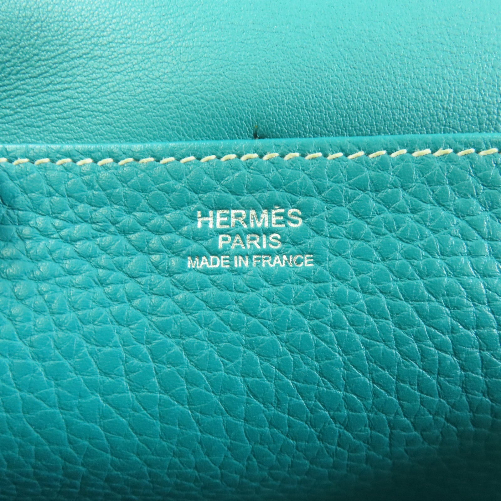 HERMES 【激減優惠】Clemence皮革Halzan 31銀扣手挽肩背兩用袋綠色