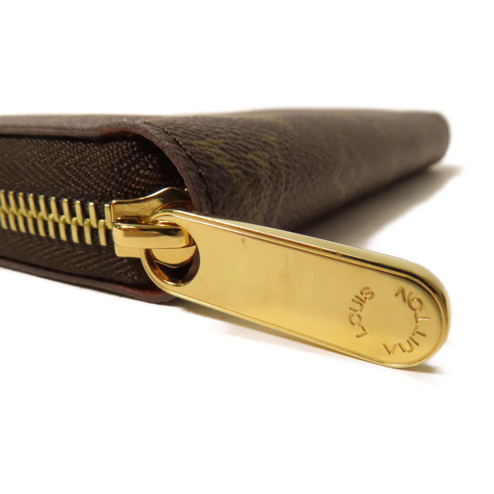 LOUIS VUITTON Monogram Zipper Long Wallet金扣長錢包棕色