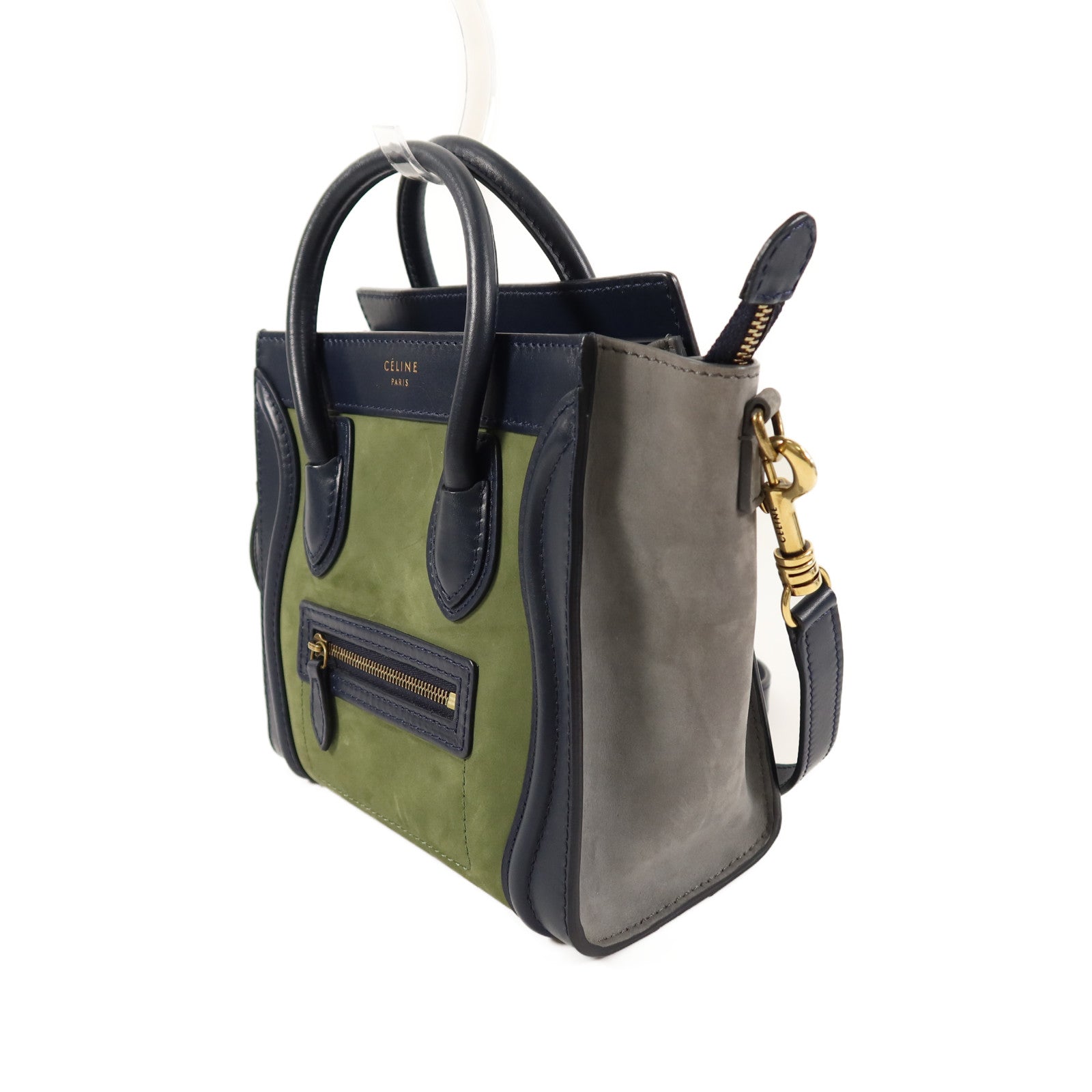 CELINE 麂皮/牛皮皮革Nano Luggage手挽肩背兩用袋
