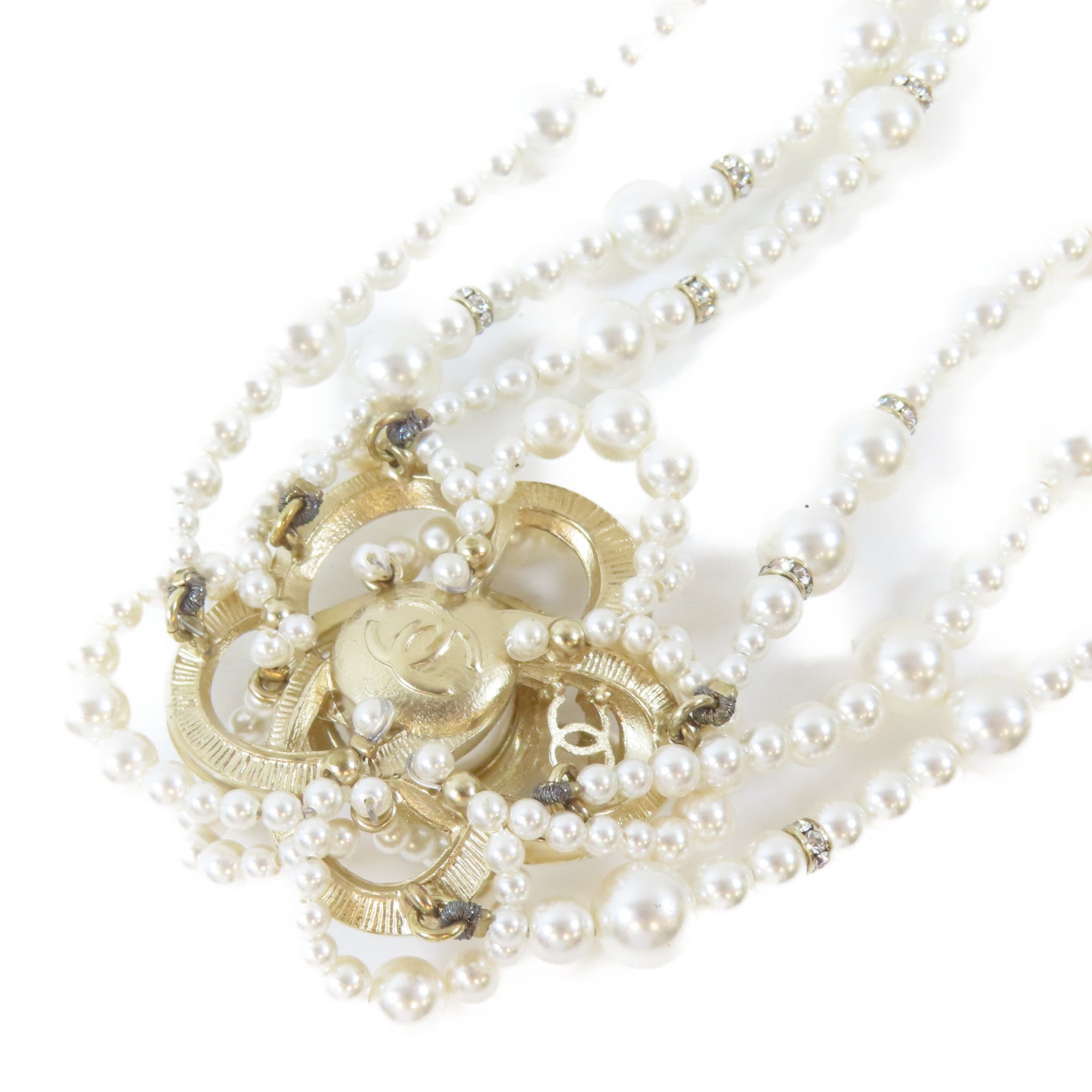 CHANEL 金屬Flower Choker項鍊白色