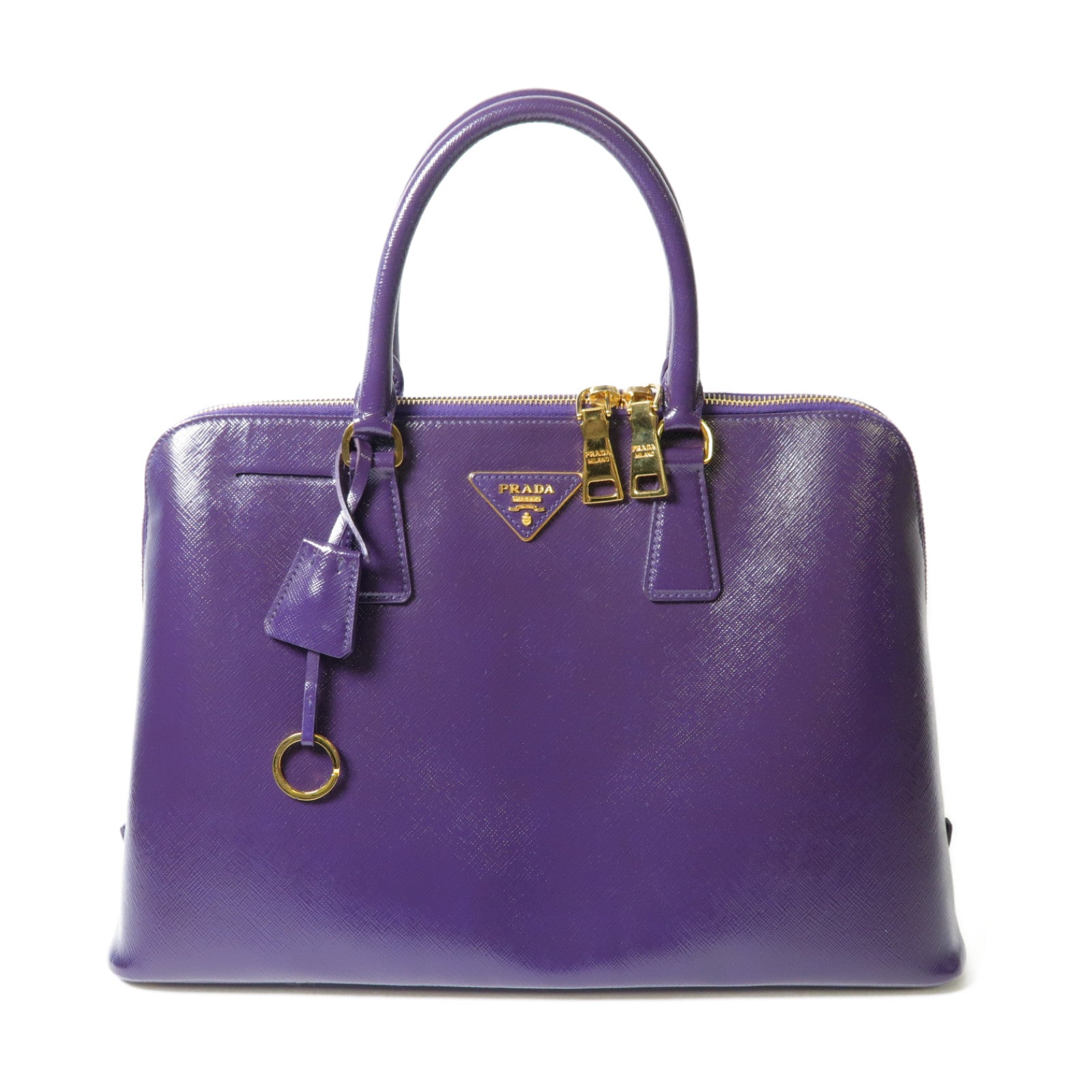 PRADA 【激減優惠】牛皮皮革Handbag金扣手挽袋紫色