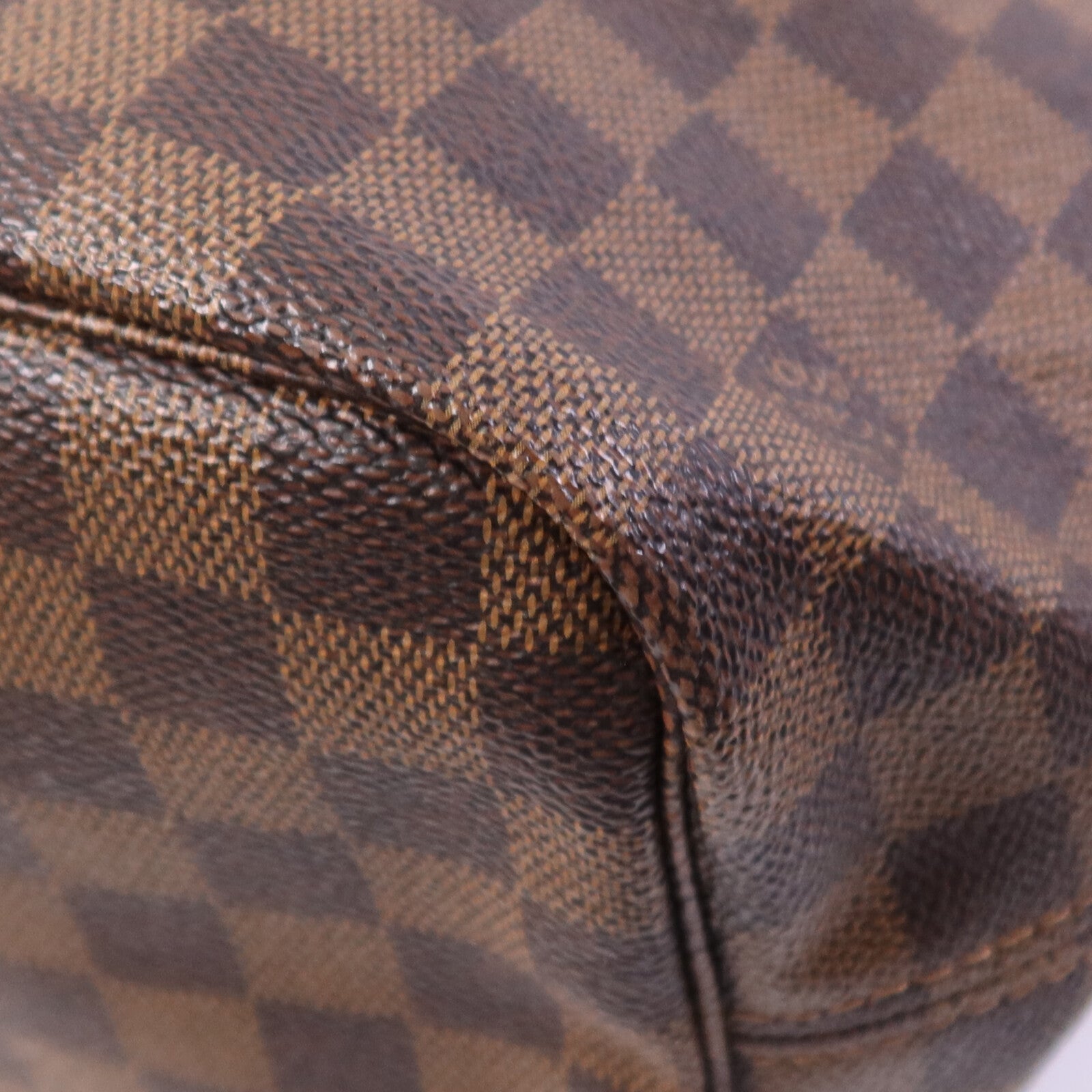 LOUIS VUITTON Damier Neverfull MM金扣手挽袋