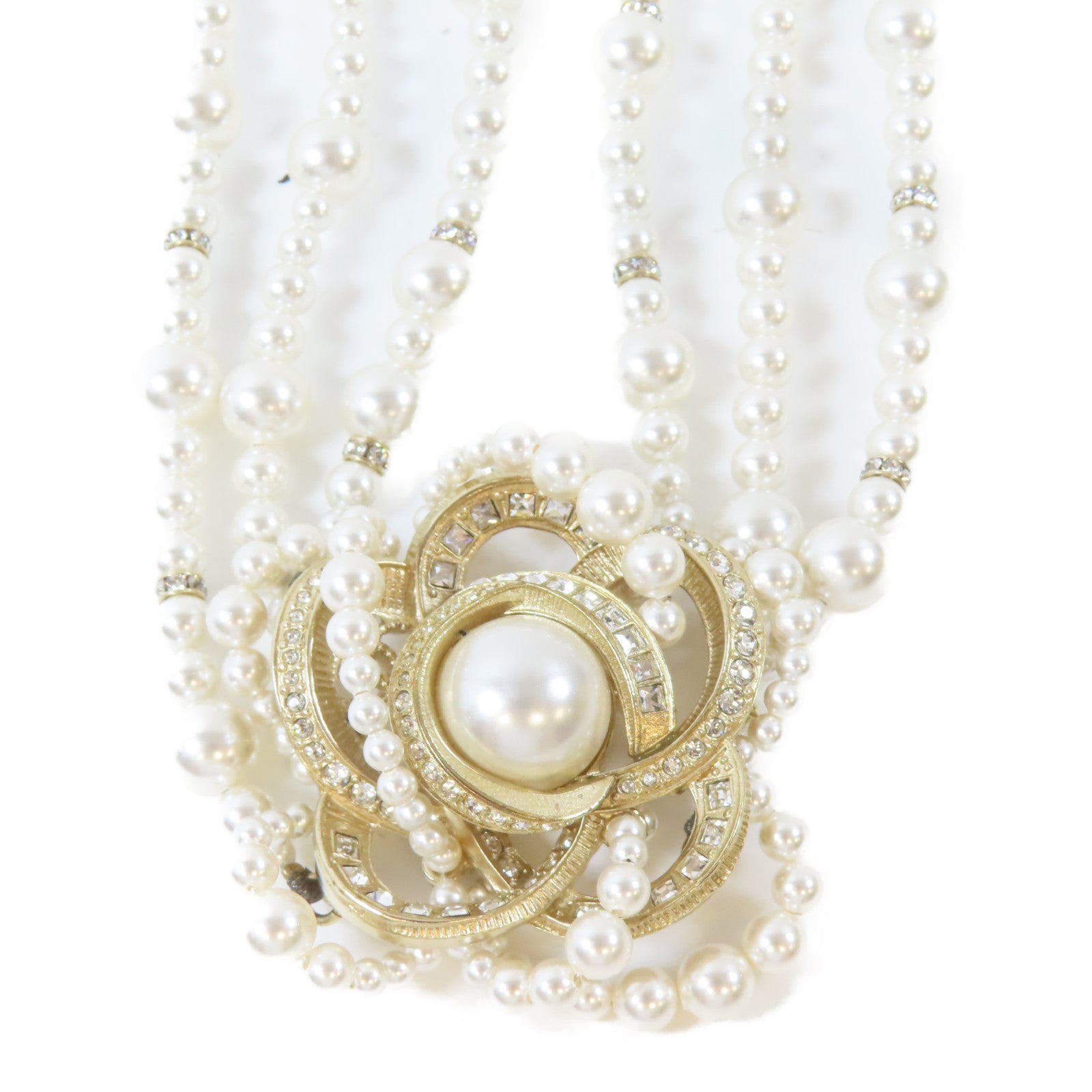 CHANEL 金屬Flower Choker項鍊白色