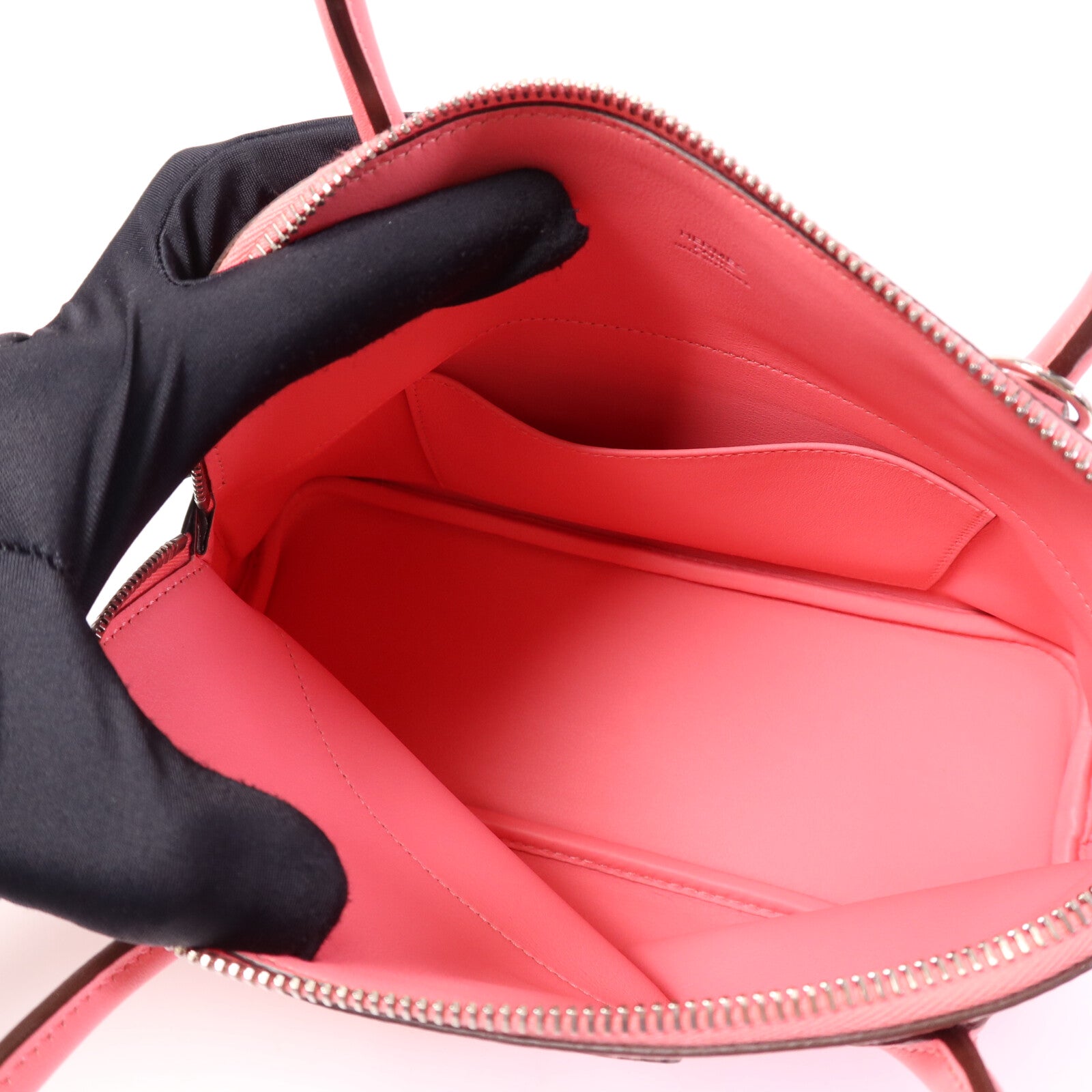 HERMES Swift皮革Bolide 27銀扣手挽肩背兩用袋Rose Azalee
