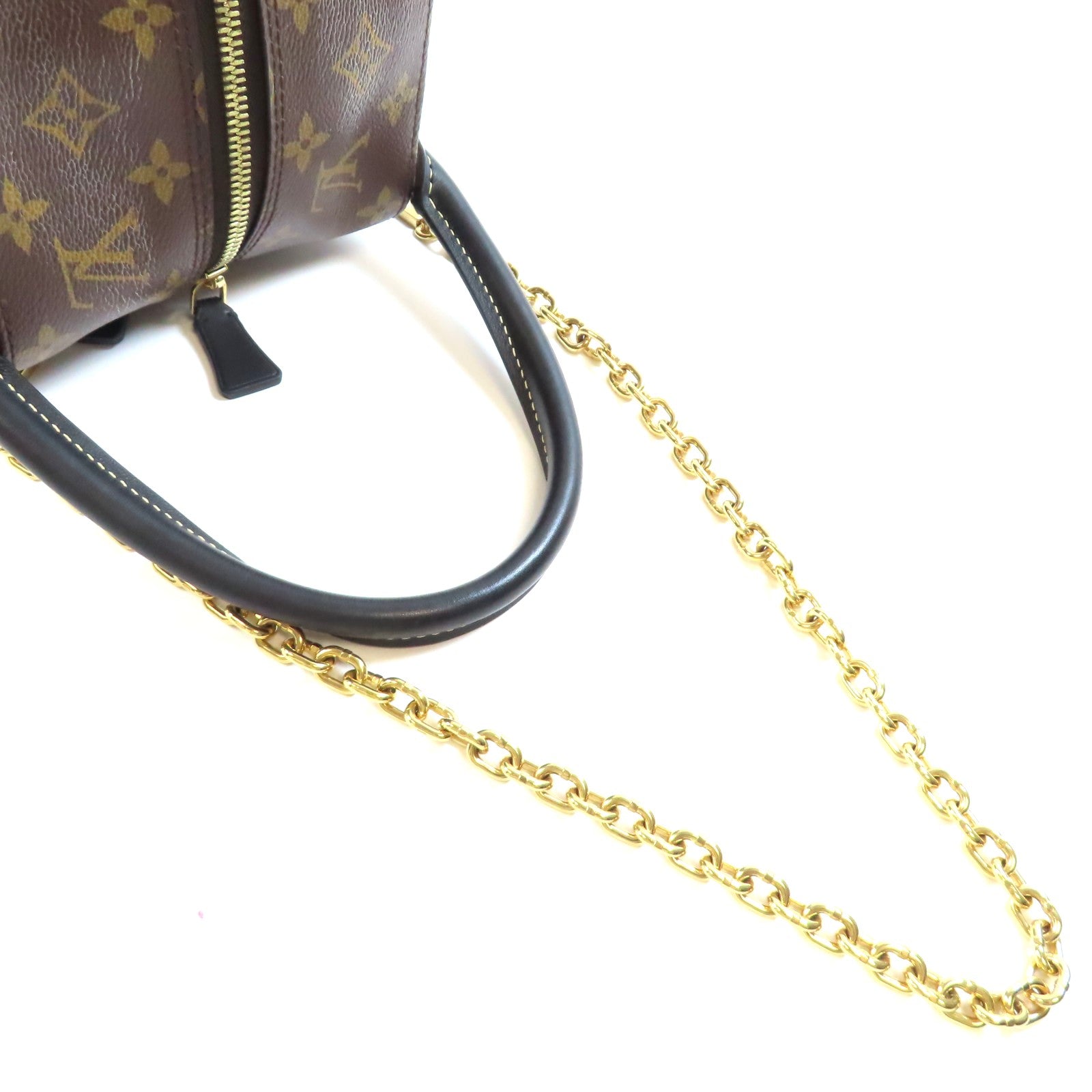 LOUIS VUITTON Monogram Reverse Square Bag金扣手挽肩背兩用袋棕色