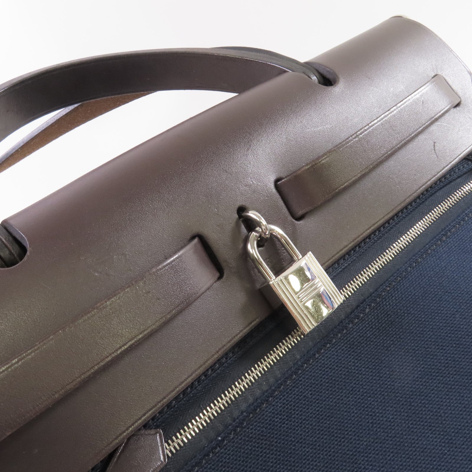 HERMES 帆布Herbag PM 2Way Shoulder Bag銀扣手挽肩背袋藍色
