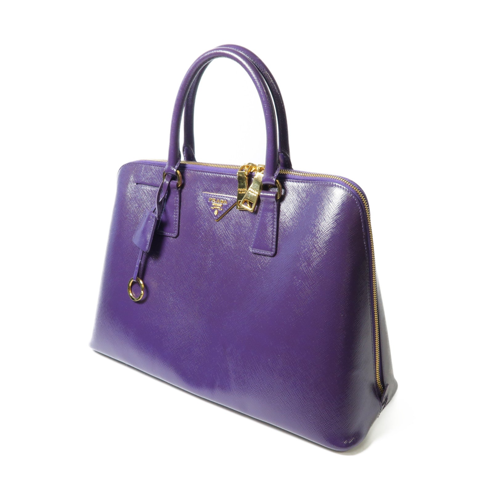 PRADA 【激減優惠】牛皮皮革Handbag金扣手挽袋紫色