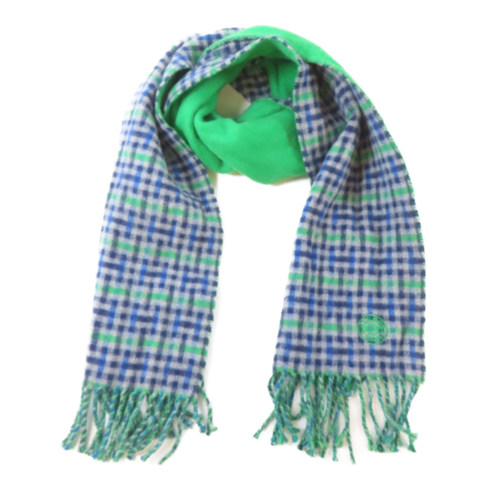 HERMES 羊絨Scarf圍巾綠色/藍色