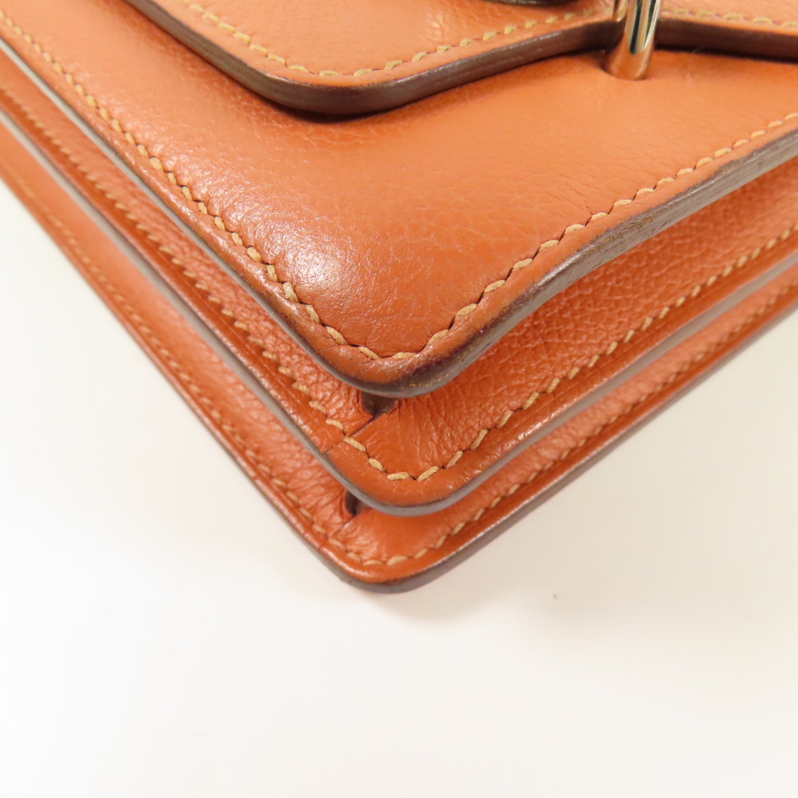 HERMES Evercolor皮革Mini Roulis金扣肩背袋Terre Battue/Capucine