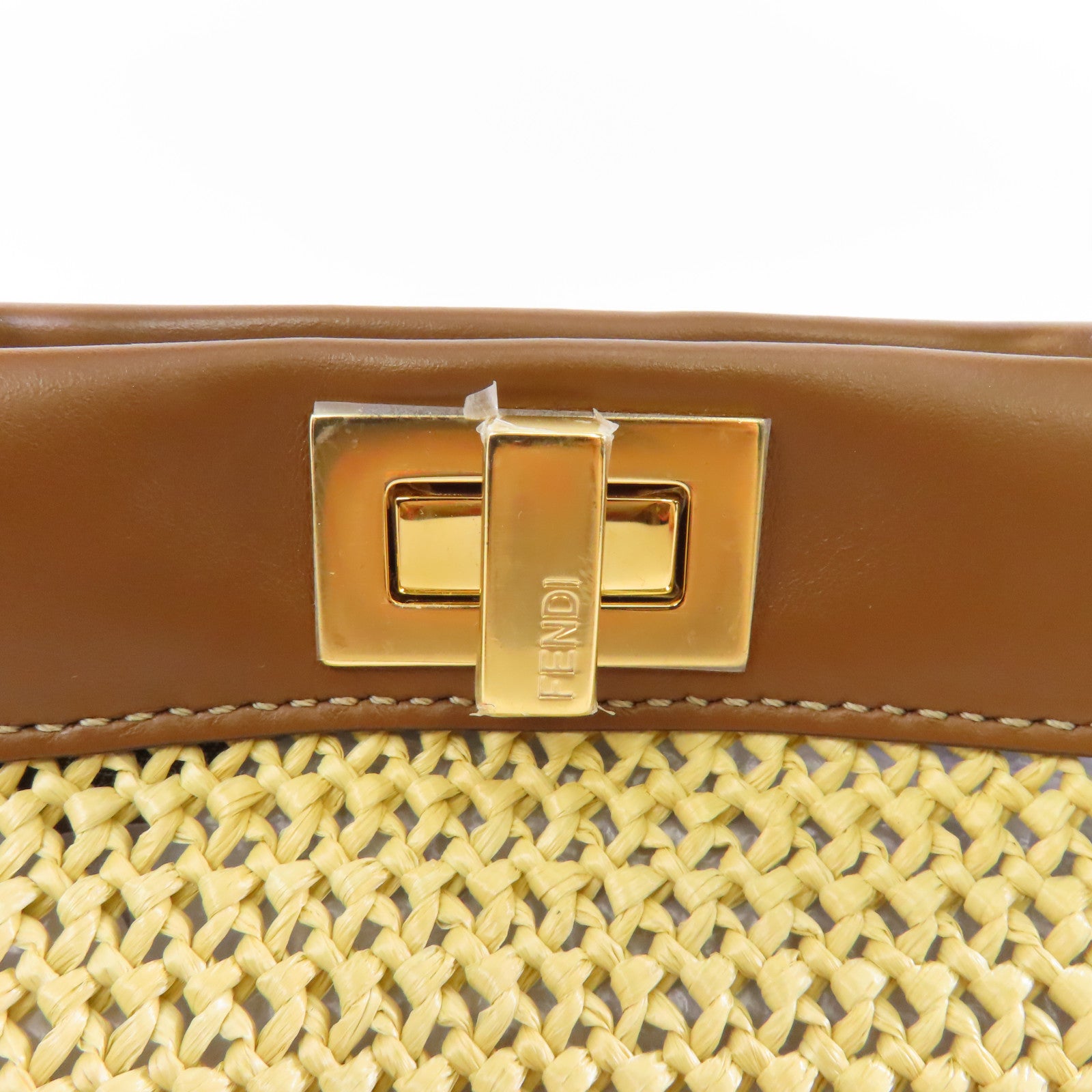FENDI 【激減優惠】酒椰Mini Peekaboo金扣手挽肩背兩用袋米色/棕色