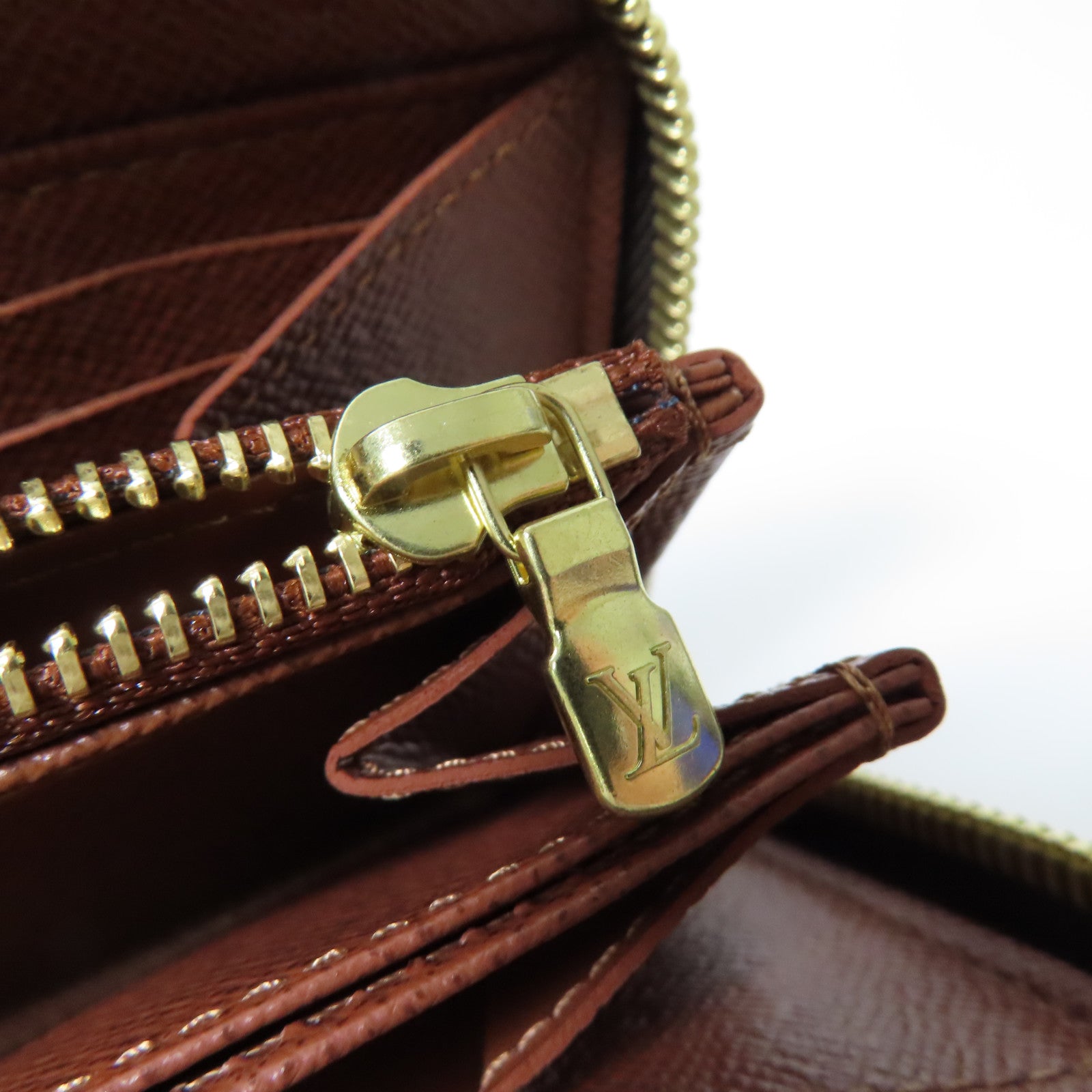 LOUIS VUITTON Monogram Zipper Long Wallet金扣長錢包棕色