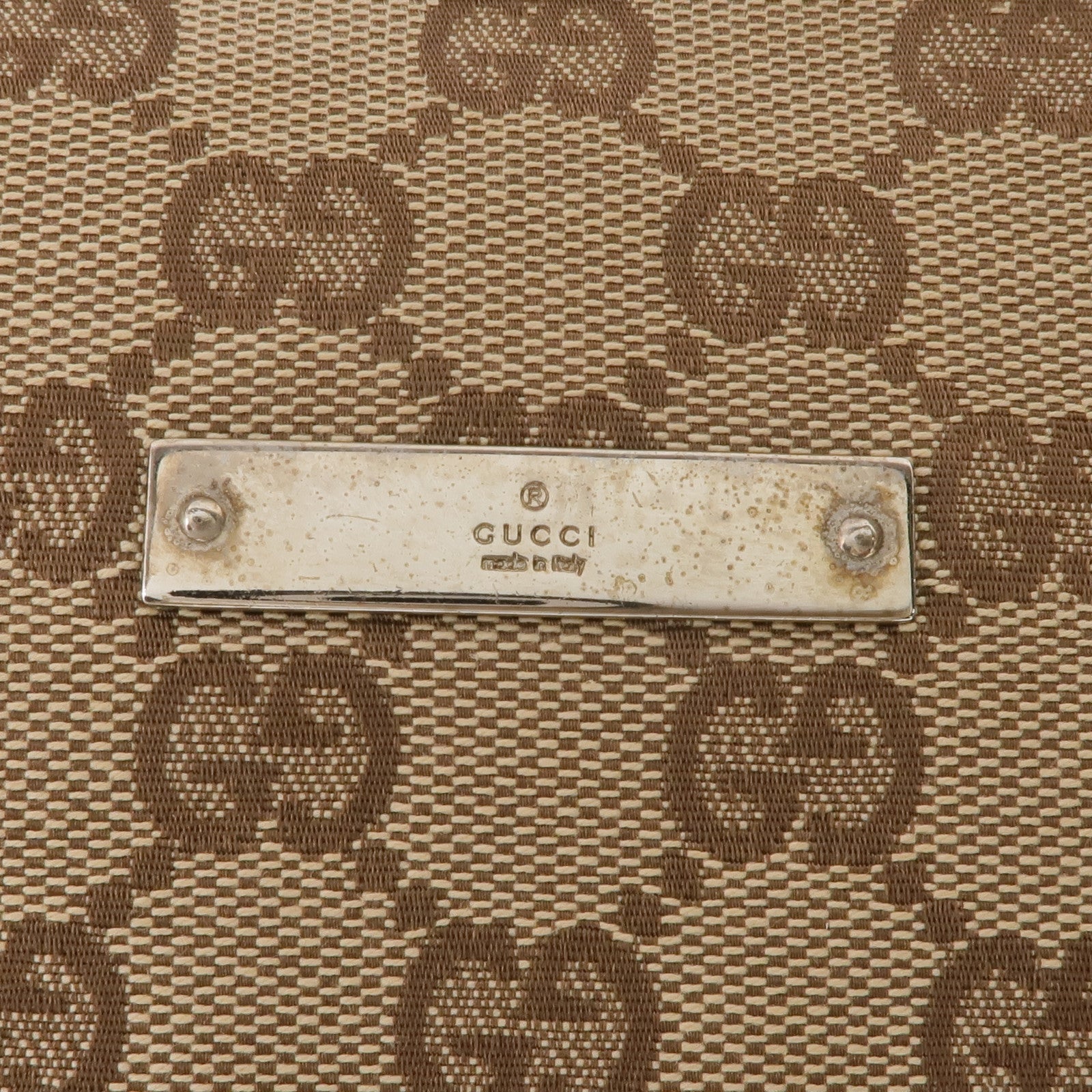 GUCCI 帆布Shoulder Bag銀扣肩背袋
