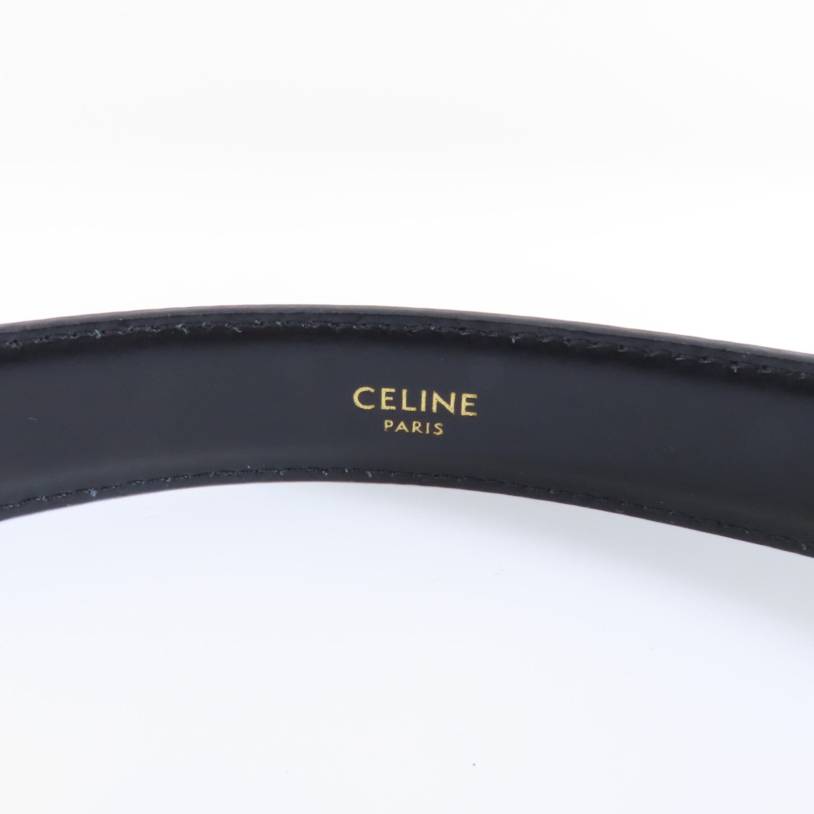 CELINE 牛皮皮革Belt 75cm金扣皮帶黑色