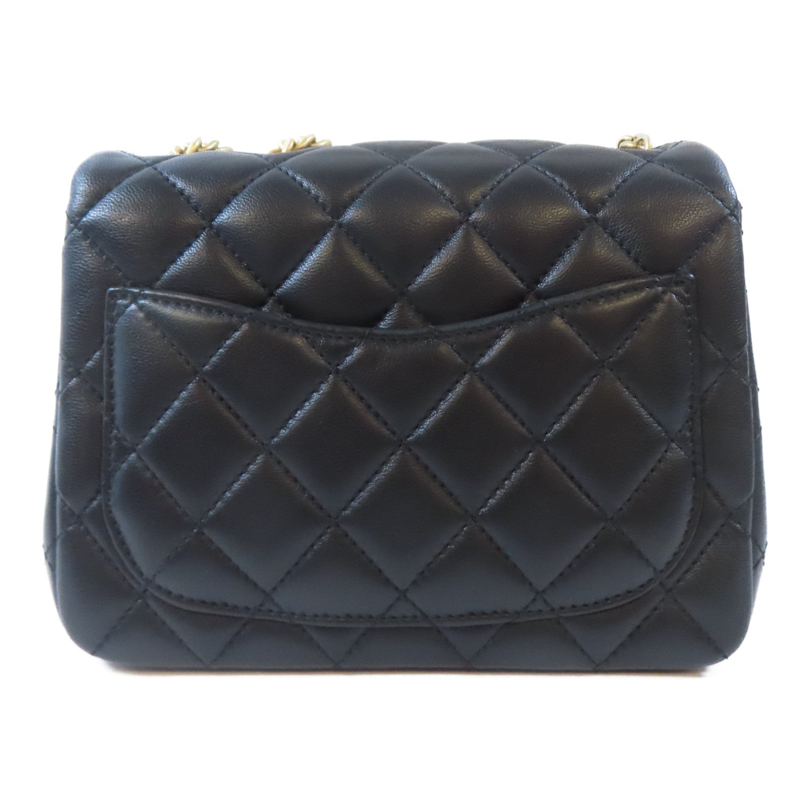 CHANEL 菱格羊皮皮革Mini Flap Bag金扣鏈帶肩背袋黑色