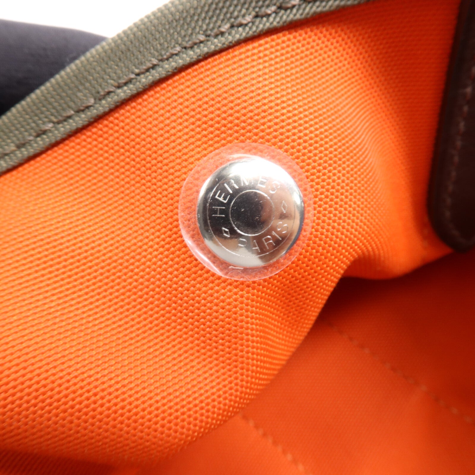 HERMES 帆布Sac De Pansage Groom銀扣手挽肩背兩用袋Green