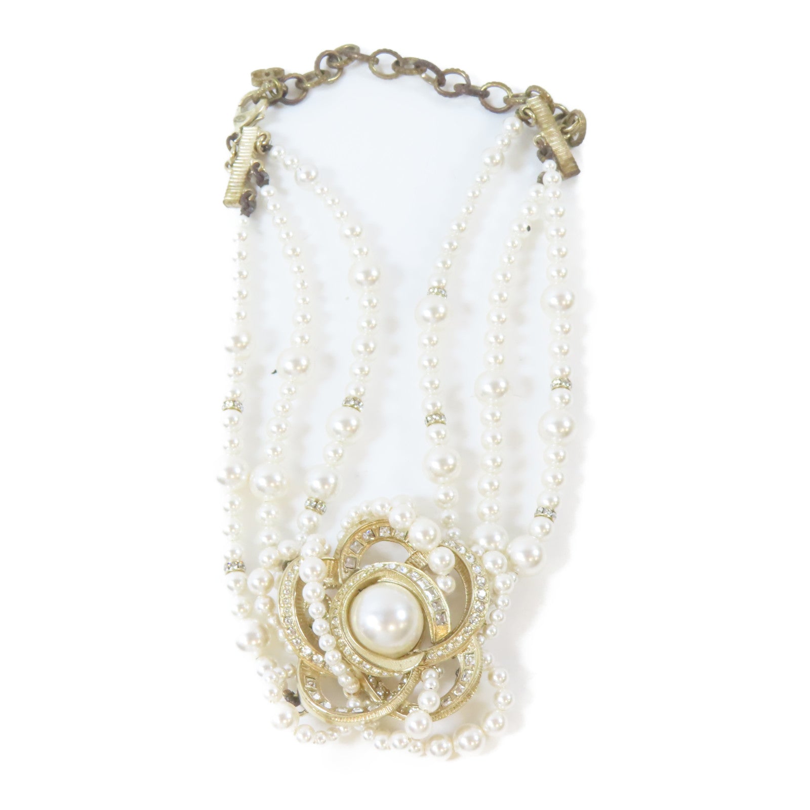 CHANEL 金屬Flower Choker項鍊白色