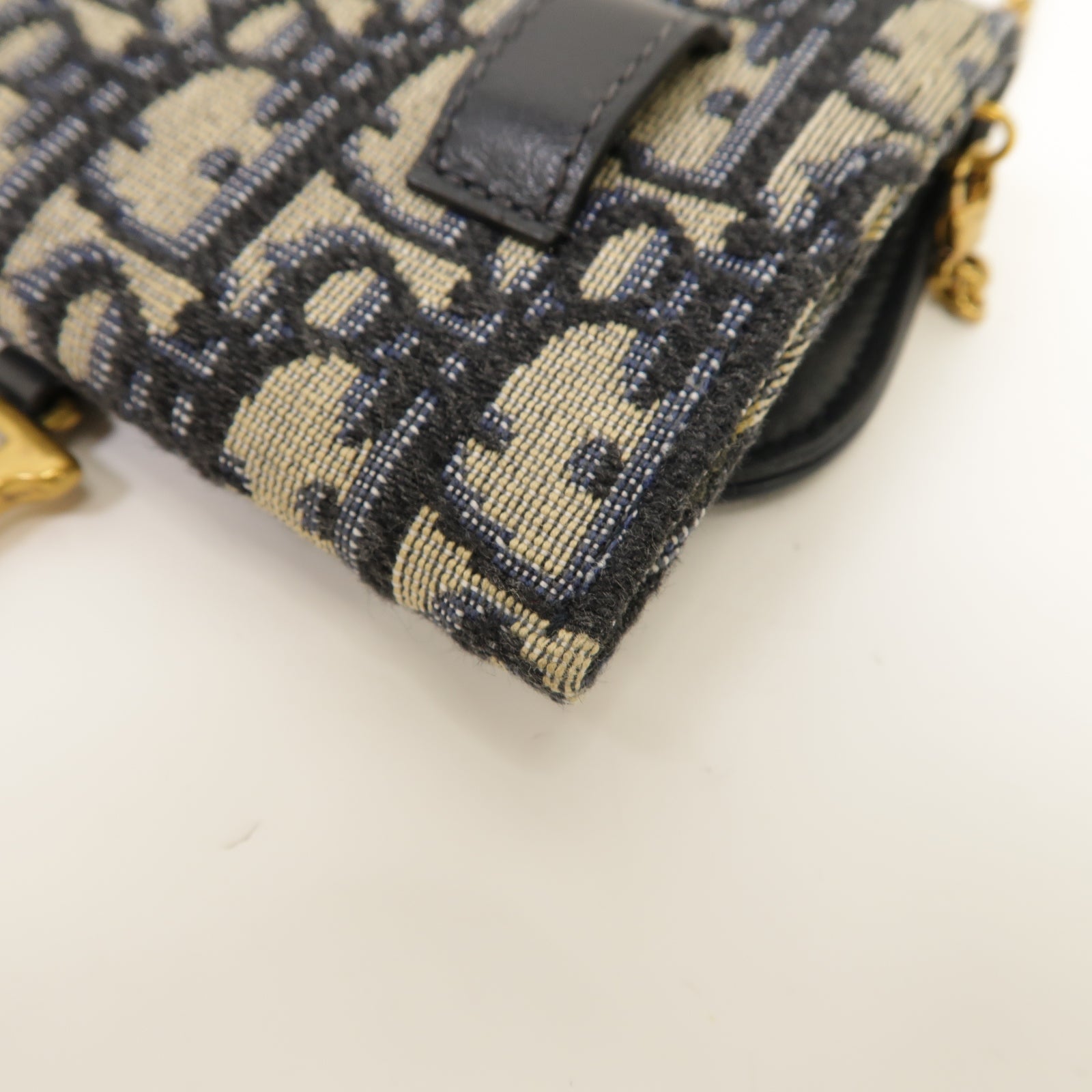 Dior 帆布Saddle Oblique金扣鏈帶肩背袋藍色