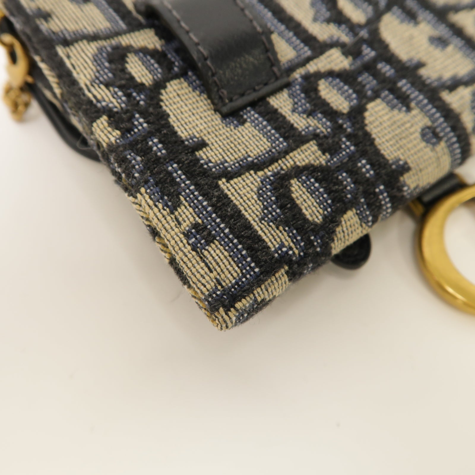 Dior 帆布Saddle Oblique金扣鏈帶肩背袋藍色