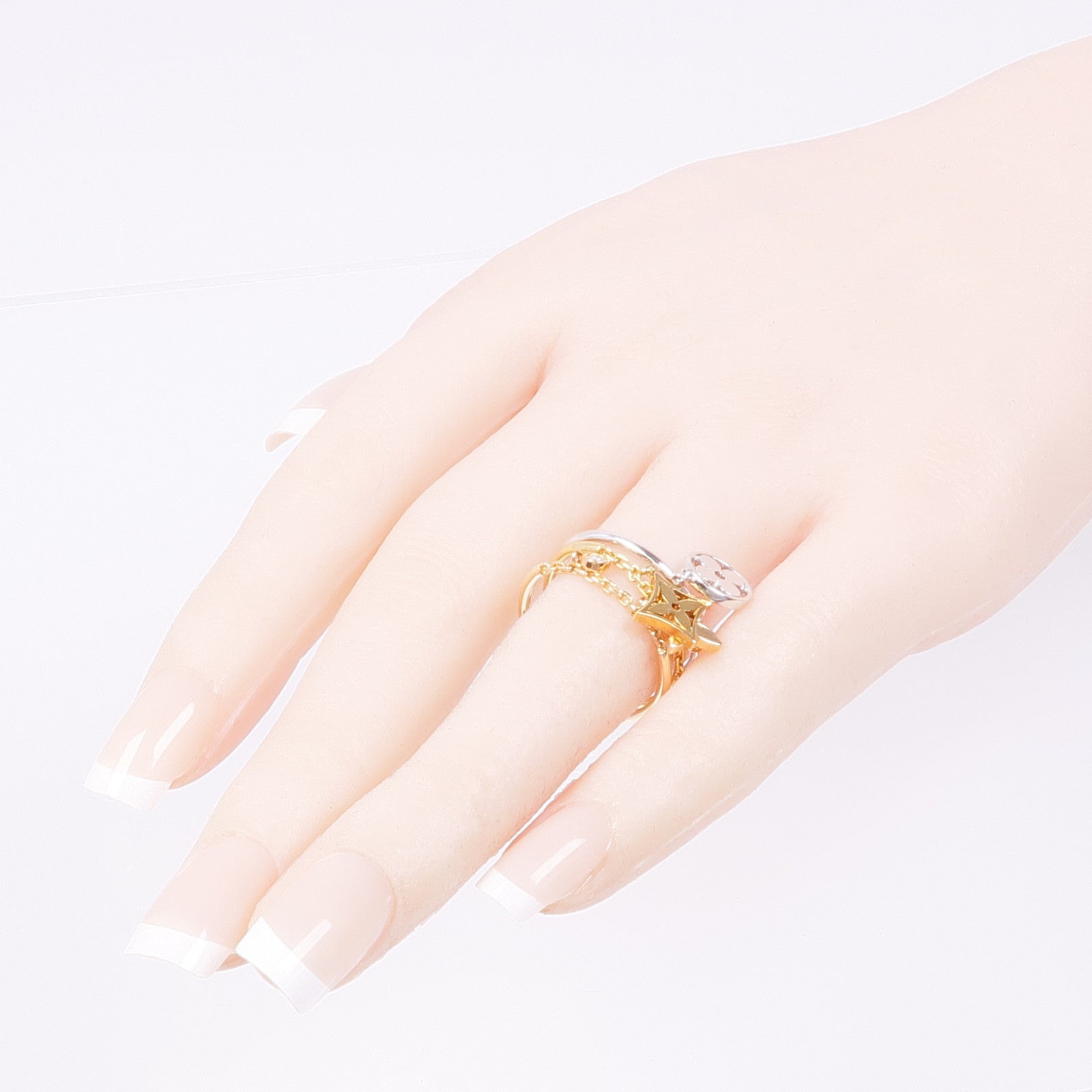 LOUIS VUITTON 18K黃金/白金/玫瑰金Idylle Blossom Ring戒指US#8