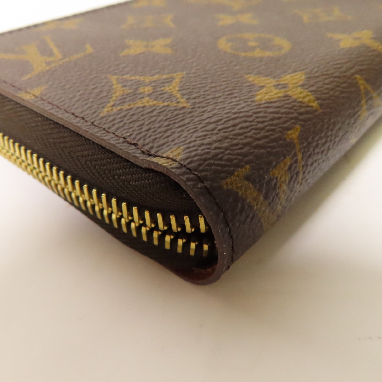 LOUIS VUITTON Monogram Zipper Long Wallet金扣長錢包棕色