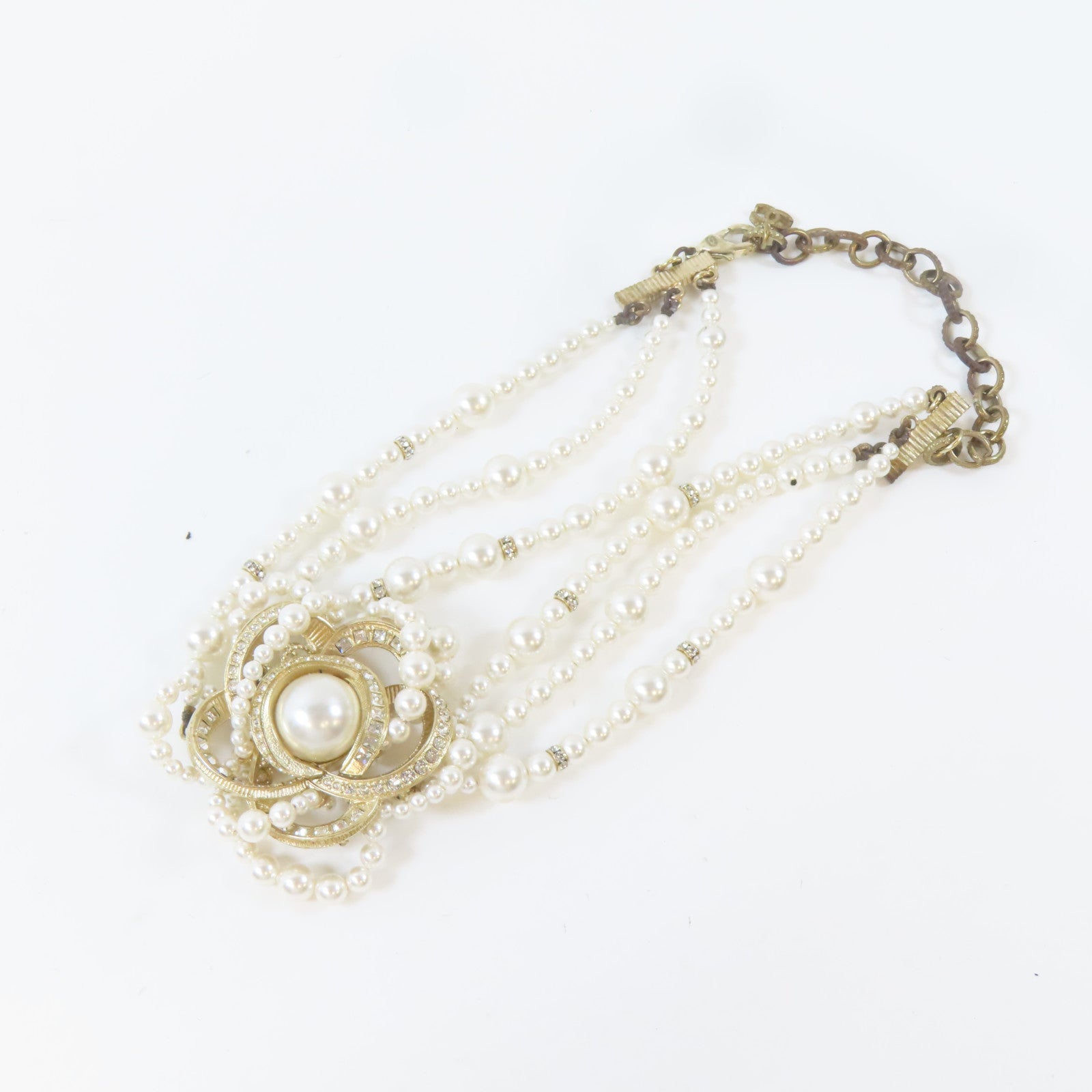 CHANEL 金屬Flower Choker項鍊白色