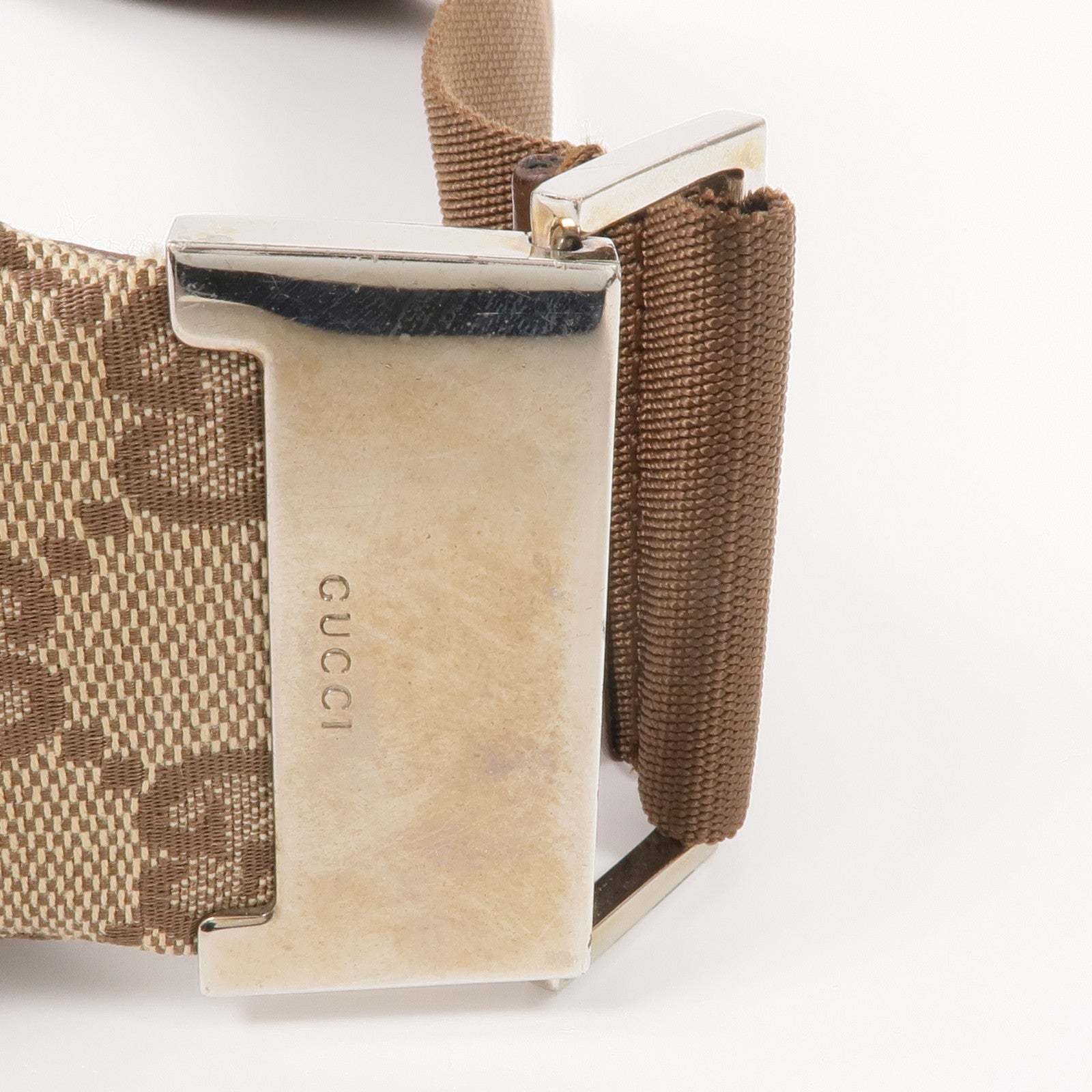 GUCCI 帆布Shoulder Bag銀扣肩背袋
