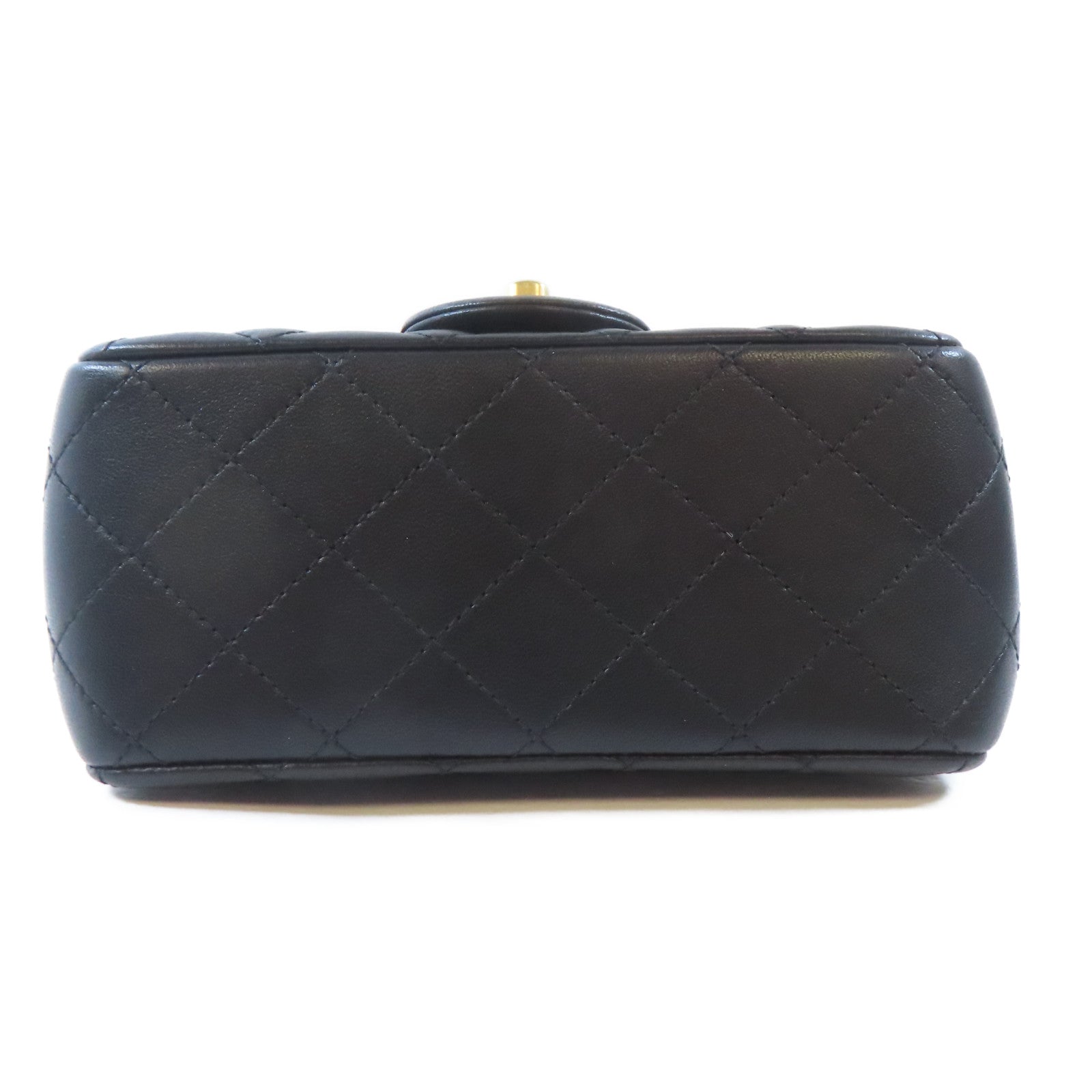 CHANEL 菱格羊皮皮革Mini Flap Bag金扣鏈帶肩背袋黑色
