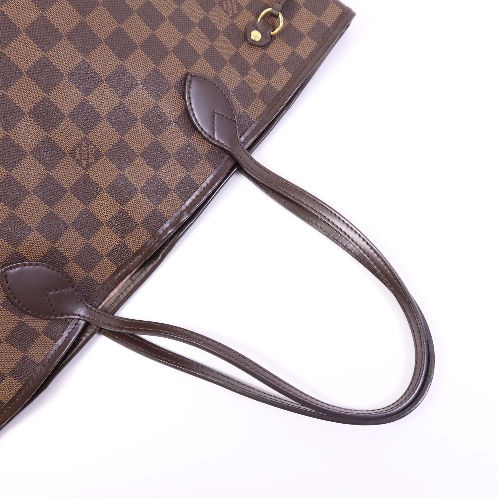 LOUIS VUITTON Damier Neverfull MM金扣手挽袋