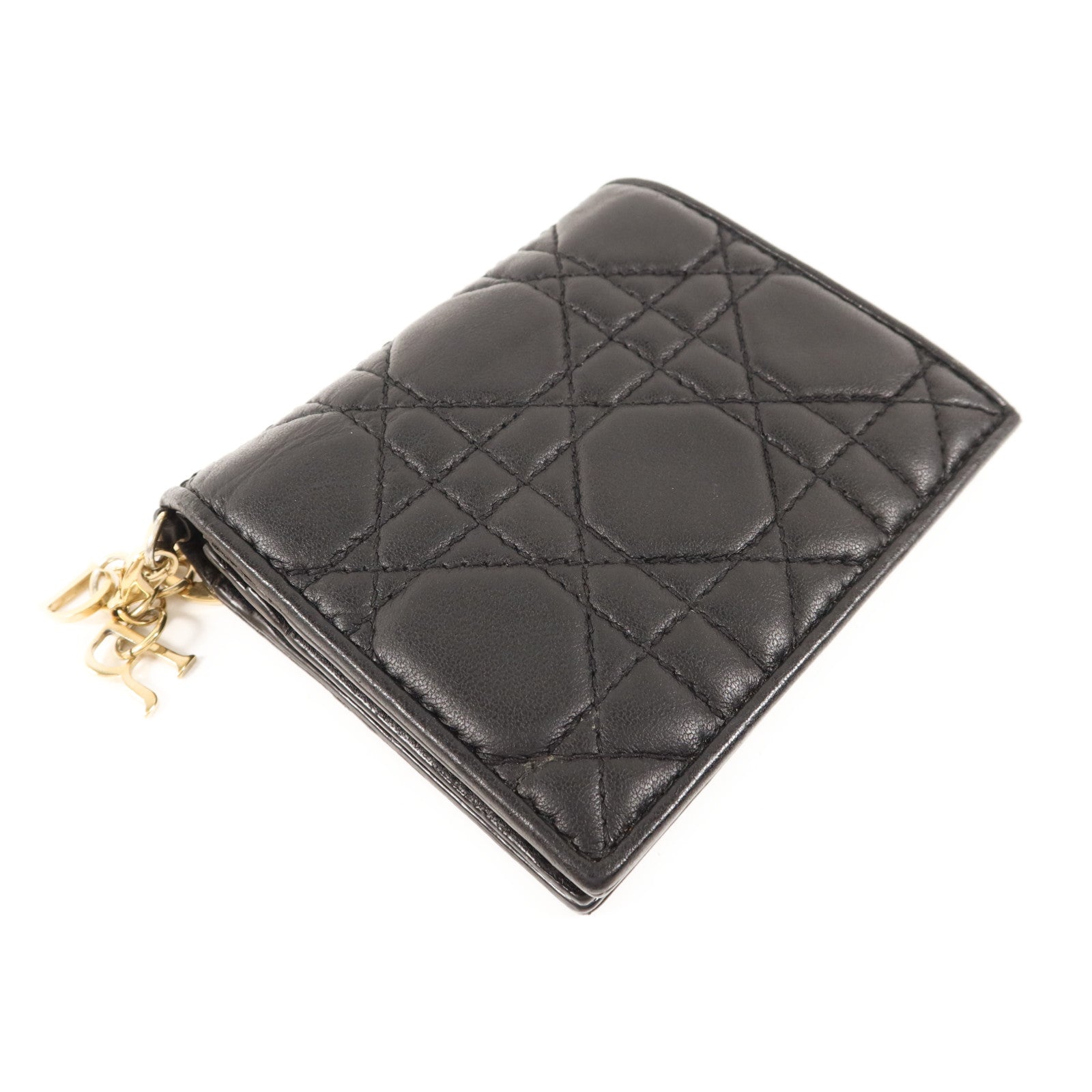 Dior 羊皮皮革Mini Lady Dior Gardenia Wallet金扣錢包