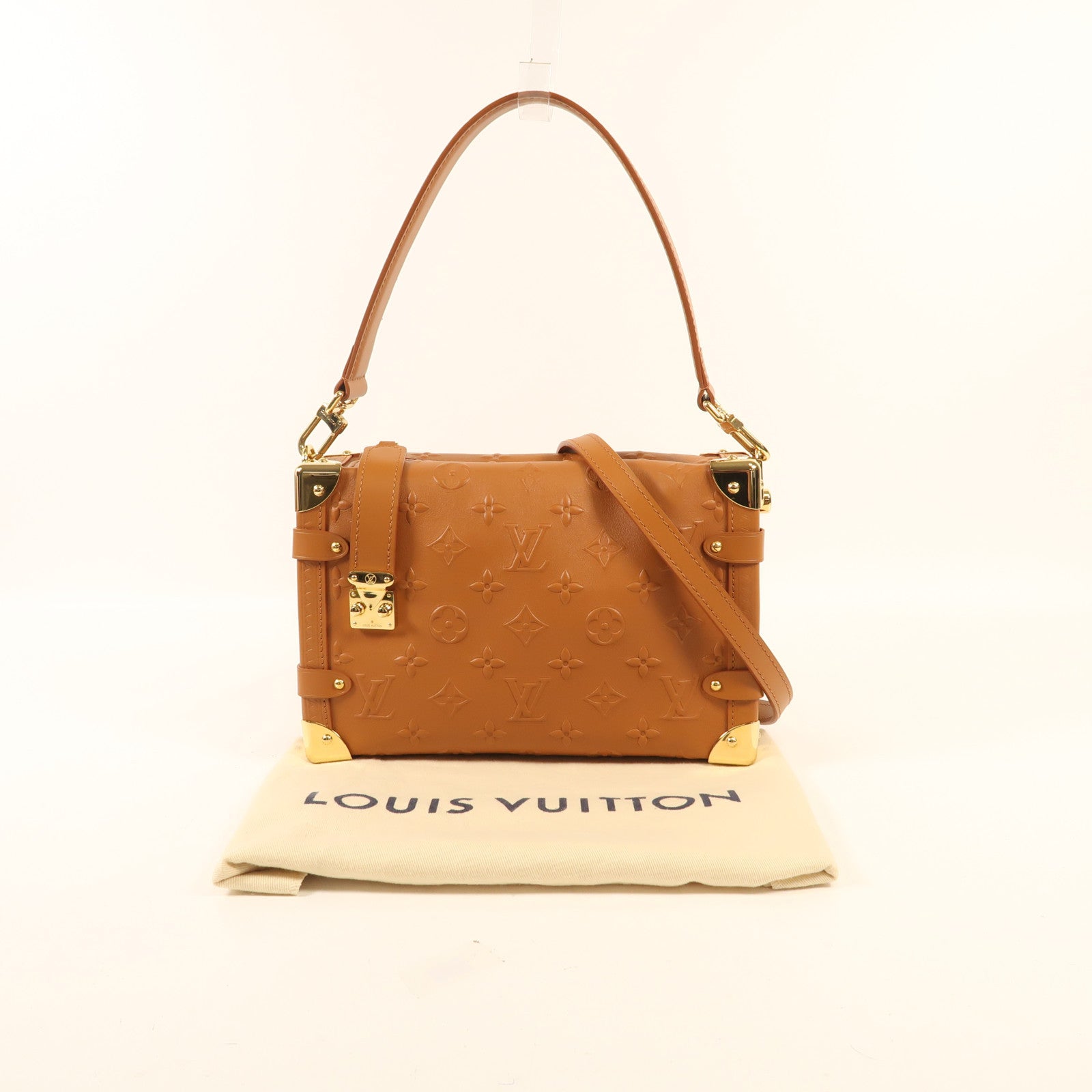LOUIS VUITTON Monogram Empreinte Side Trunk金扣手挽肩背兩用袋