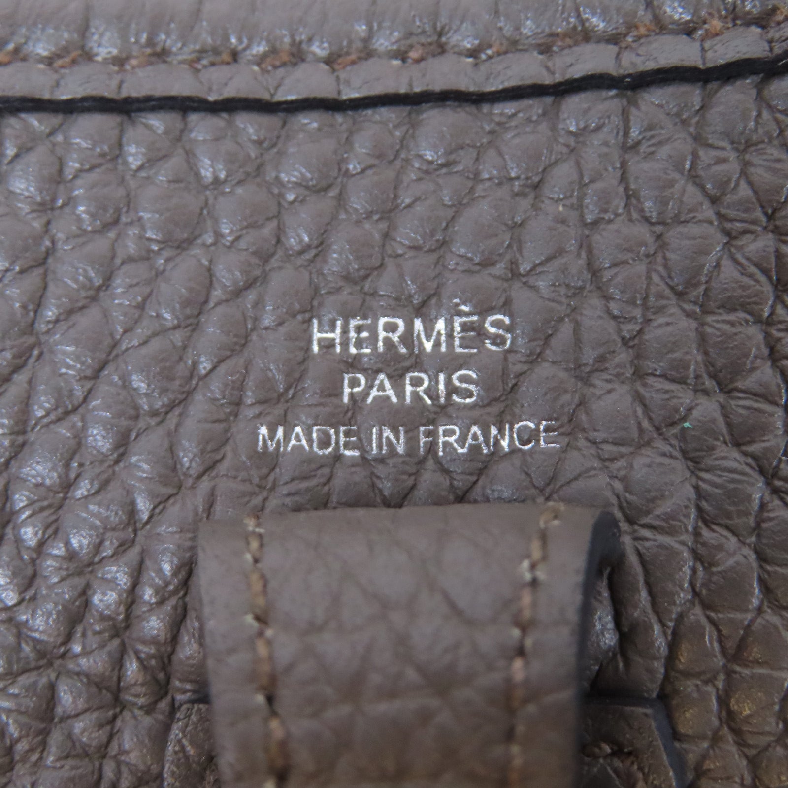 HERMES 【激減優惠】Clemence皮革Evelyne TPM銀扣肩背袋錫灰色