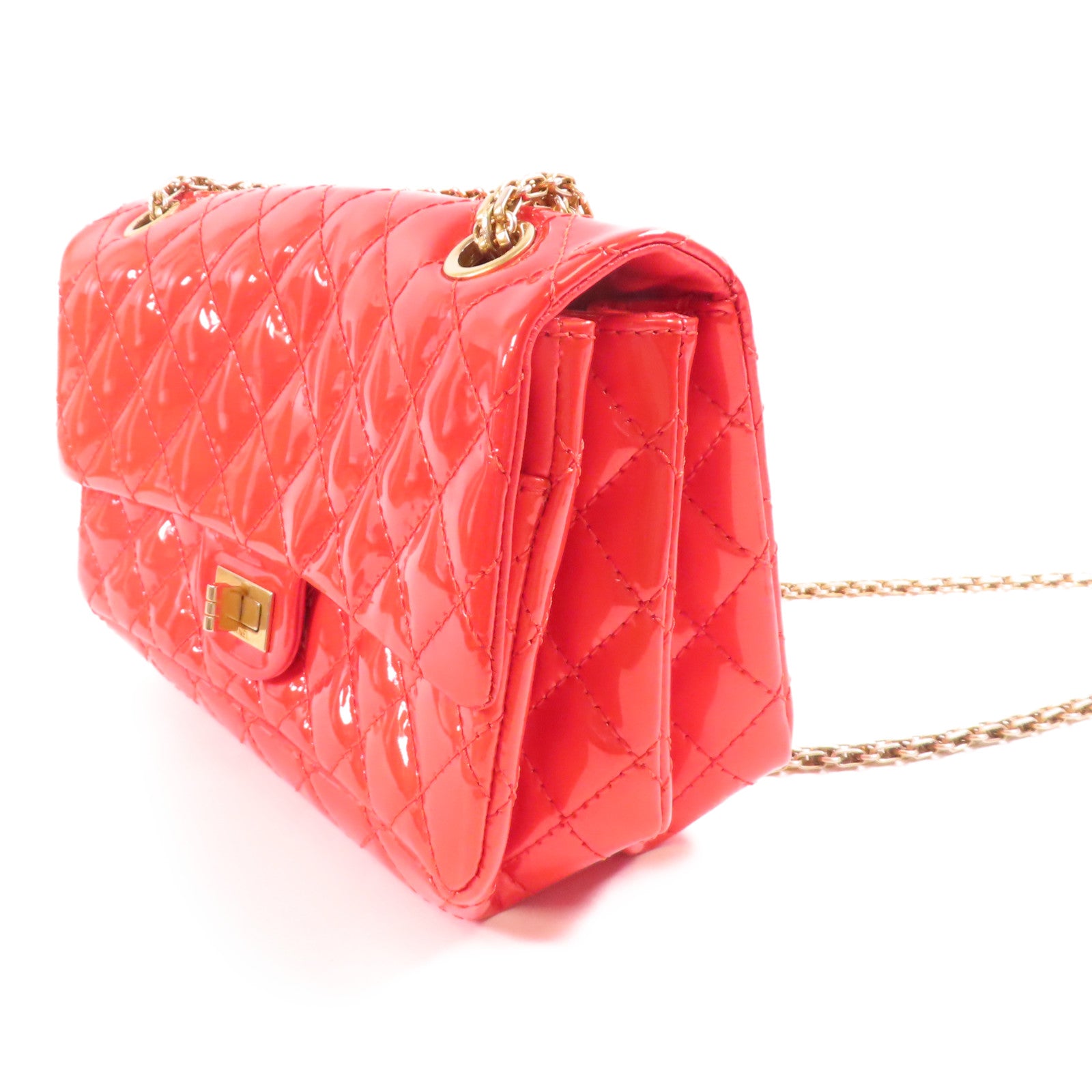 CHANEL 漆皮皮革2.55金扣鏈帶肩背袋