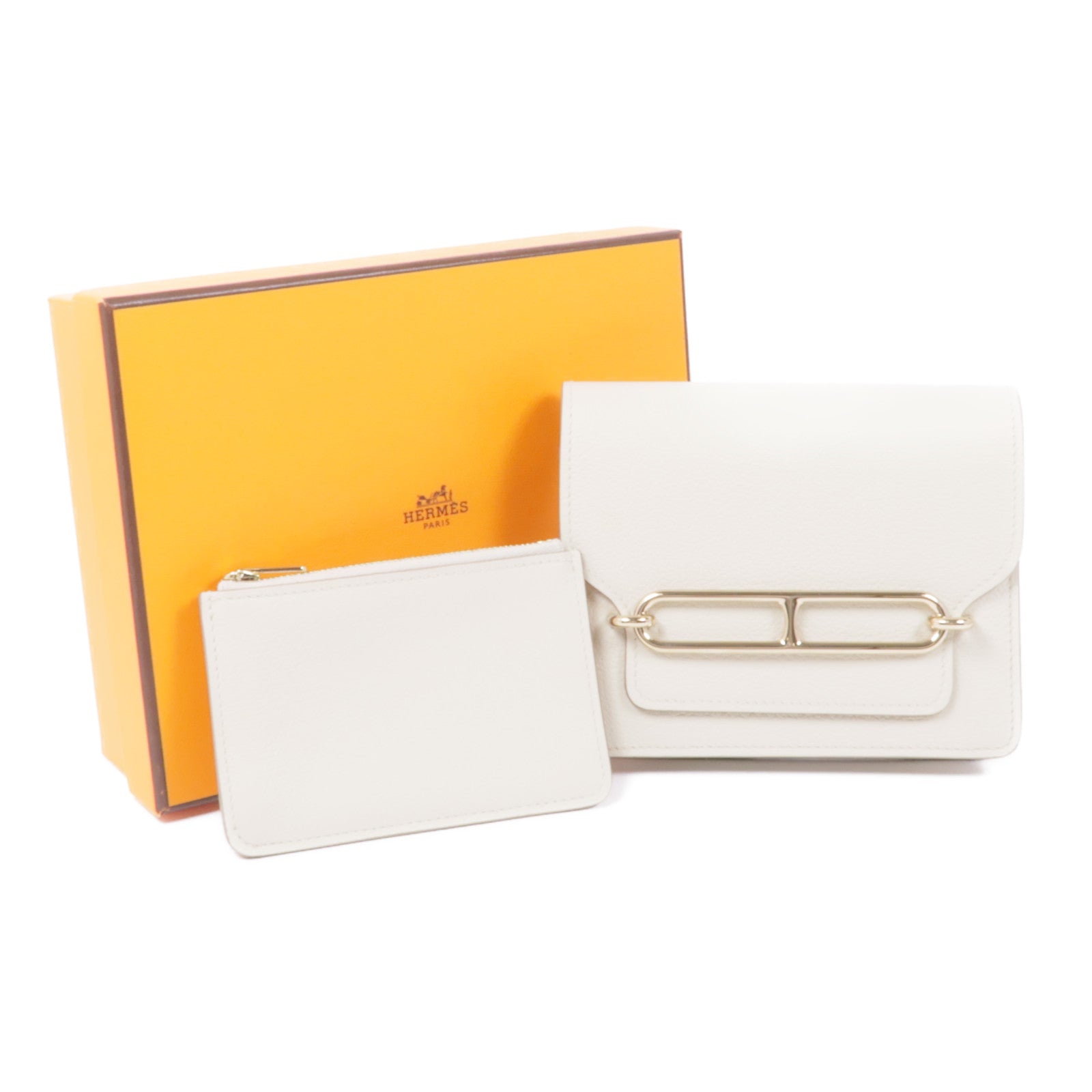 HERMES Evercolor皮革Roulis Slim金扣錢包Beton