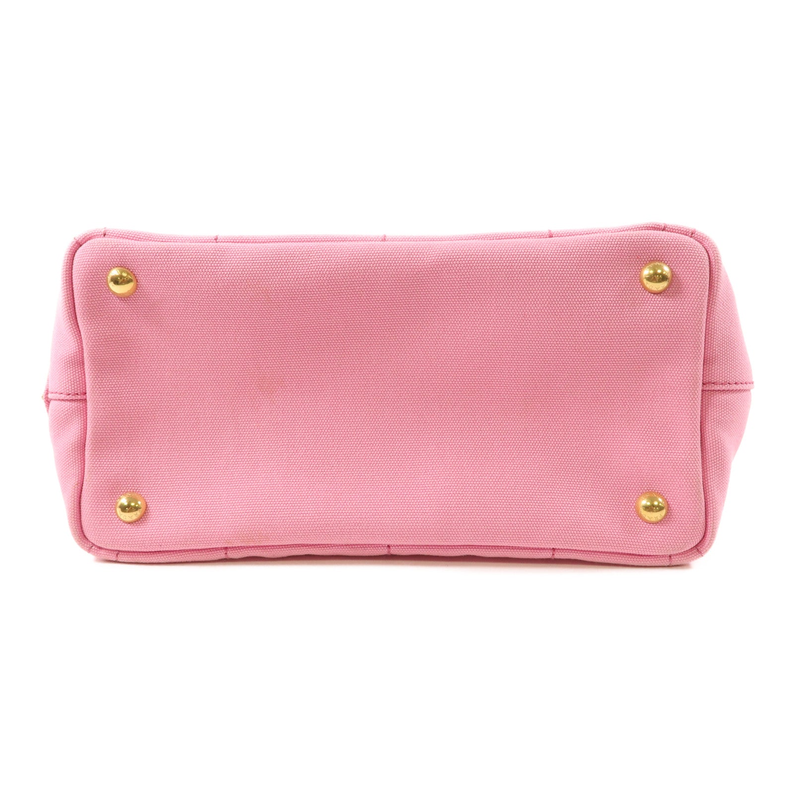 PRADA 帆布Mini Canapa Tote Bag金扣手挽袋粉紅色
