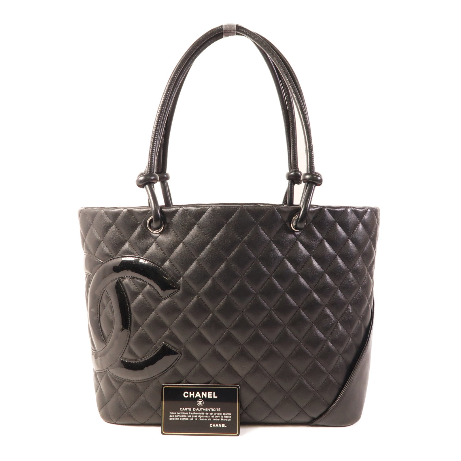 CHANEL 牛皮皮革Cambon Tote Bag銀扣手挽袋