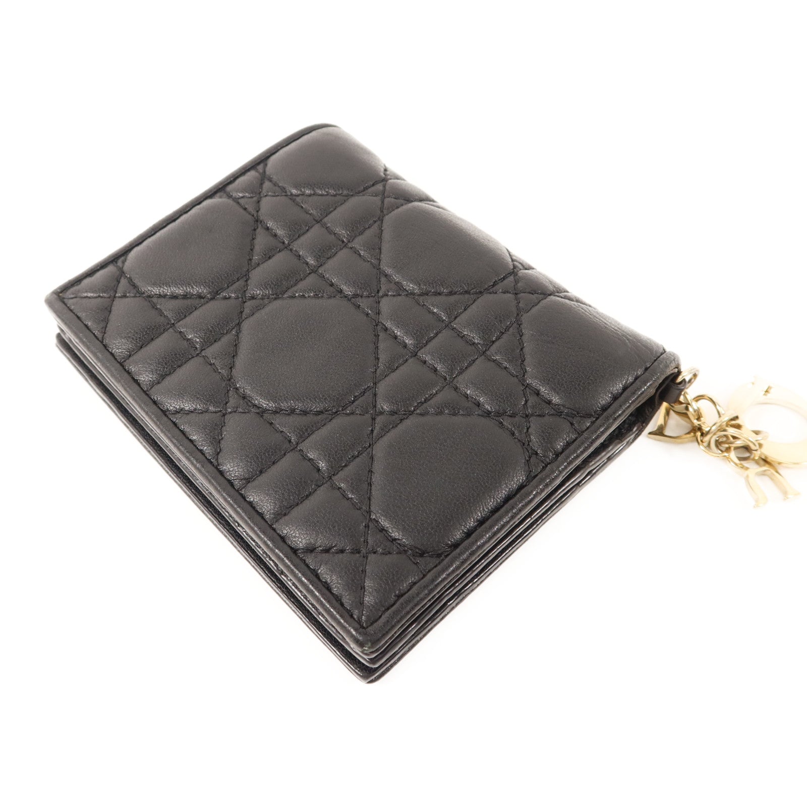 Dior 羊皮皮革Mini Lady Dior Gardenia Wallet金扣錢包
