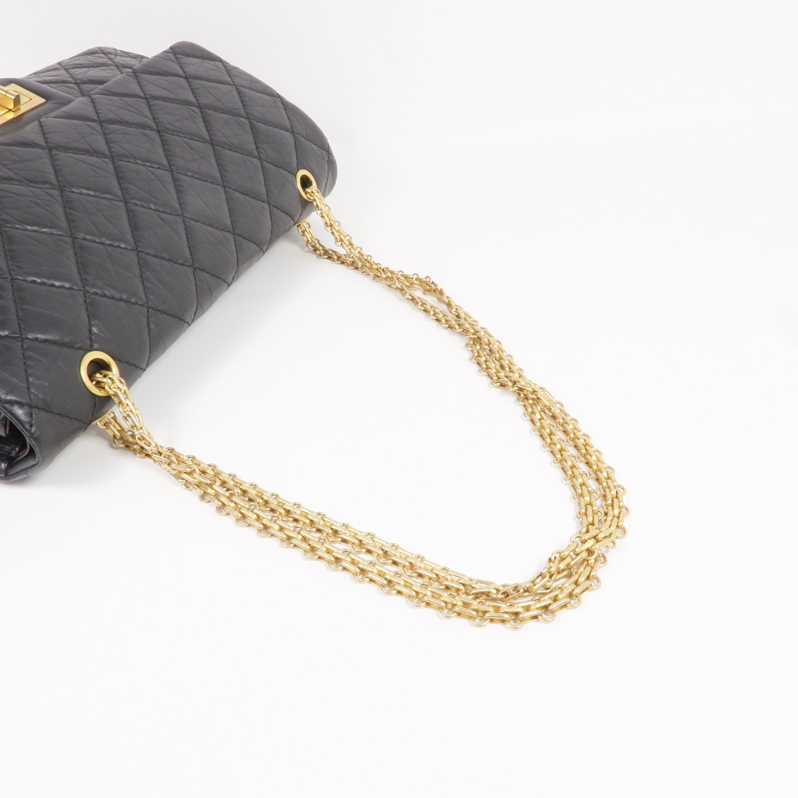 CHANEL 牛皮皮革2.55 Large金扣鏈帶肩背袋