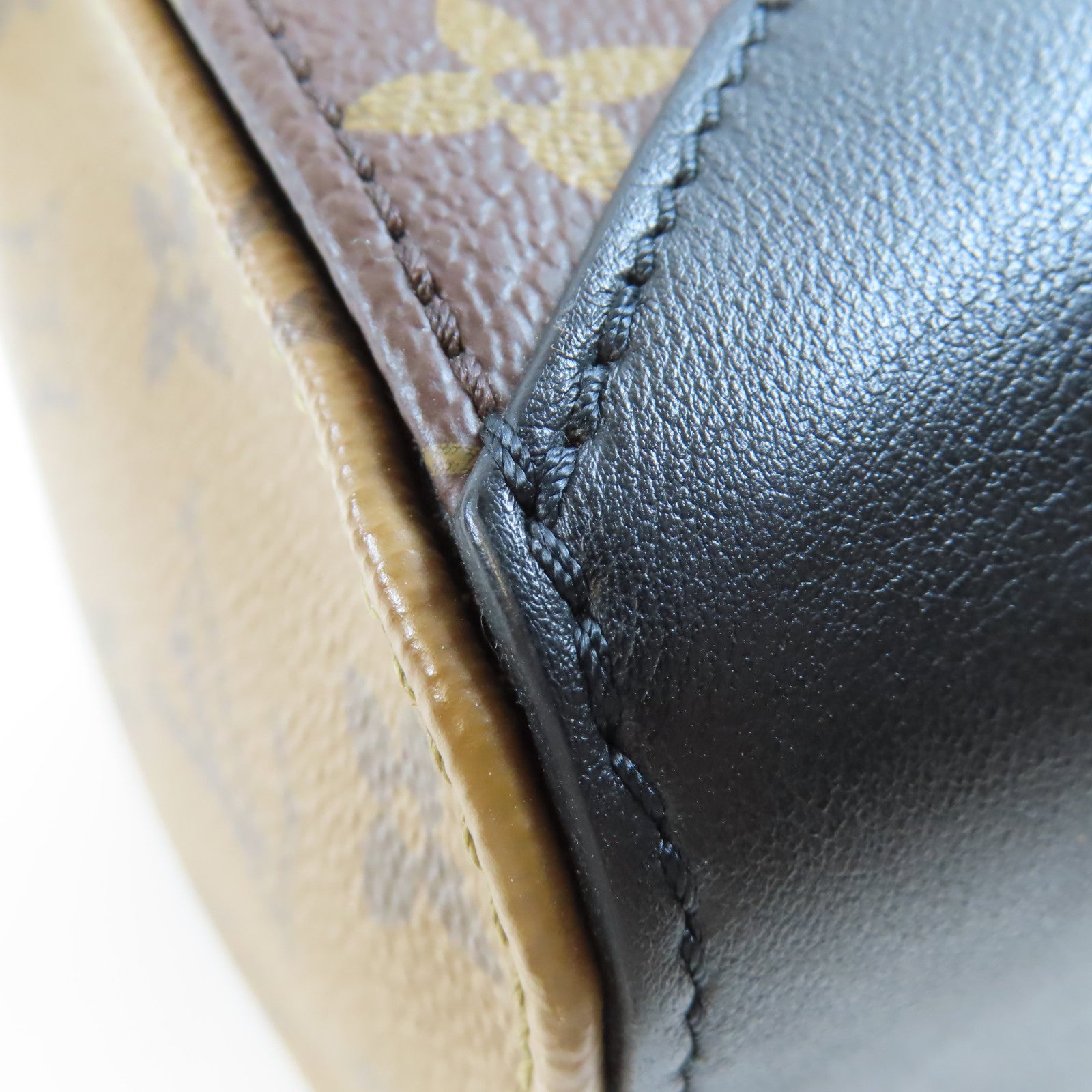 LOUIS VUITTON Monogram Reverse Square Bag金扣手挽肩背兩用袋棕色