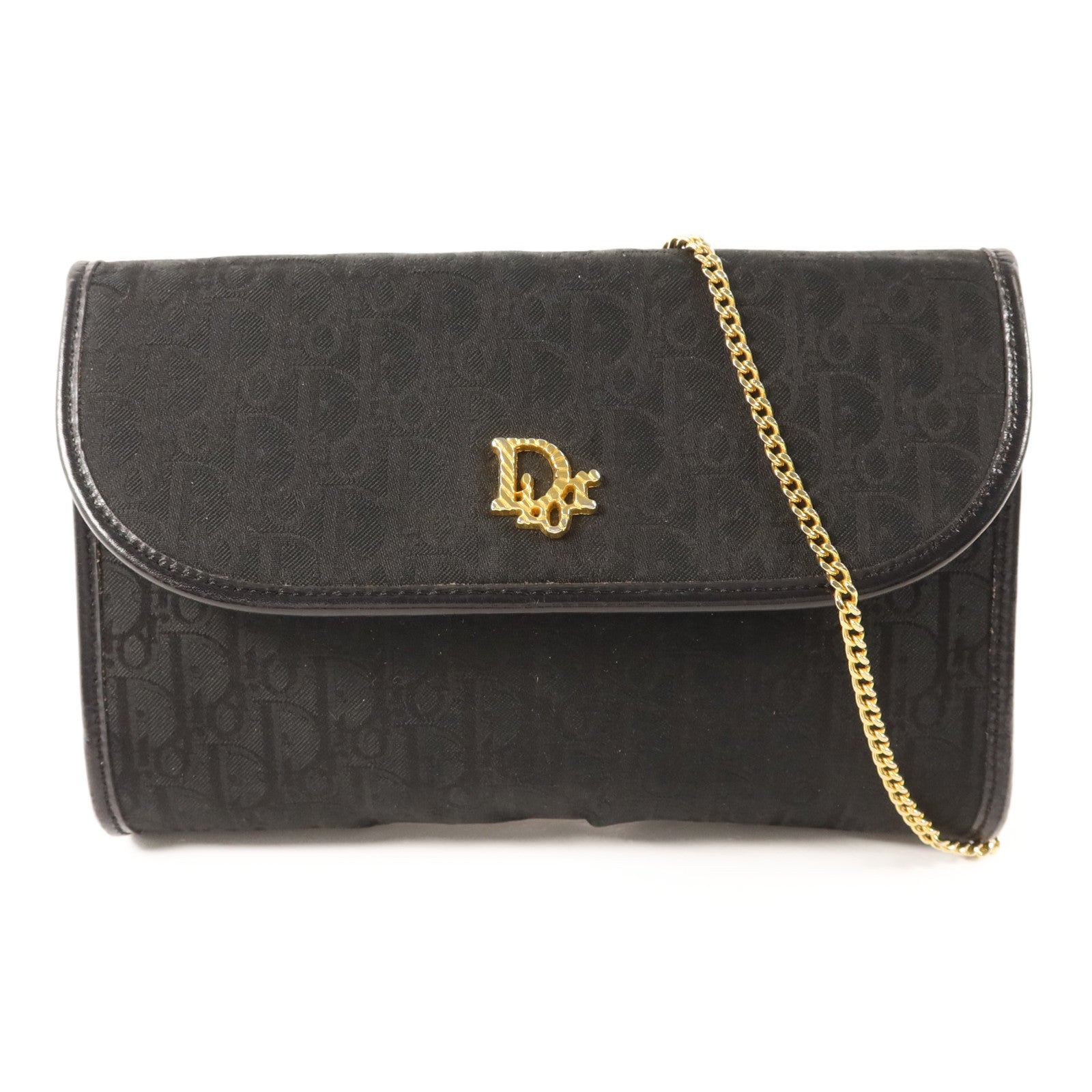 Dior 帆布Vintage Chain Shoulder金扣鏈帶肩背袋包