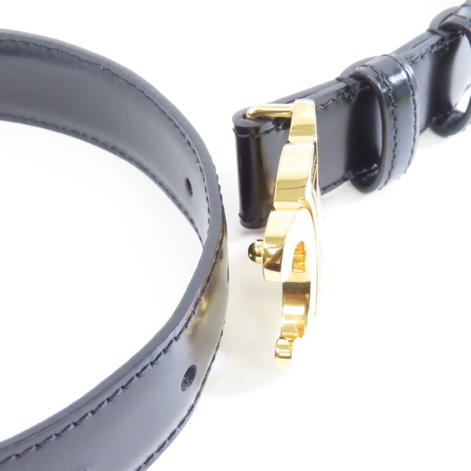 CELINE 牛皮皮革Belt 75cm金扣皮帶黑色