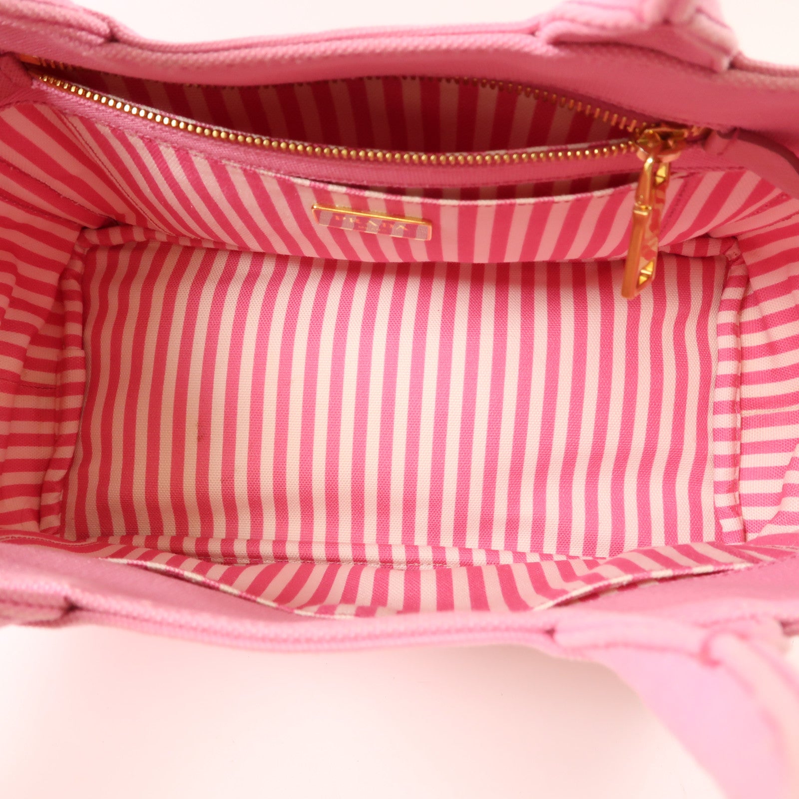 PRADA 帆布Mini Canapa Tote Bag金扣手挽袋粉紅色