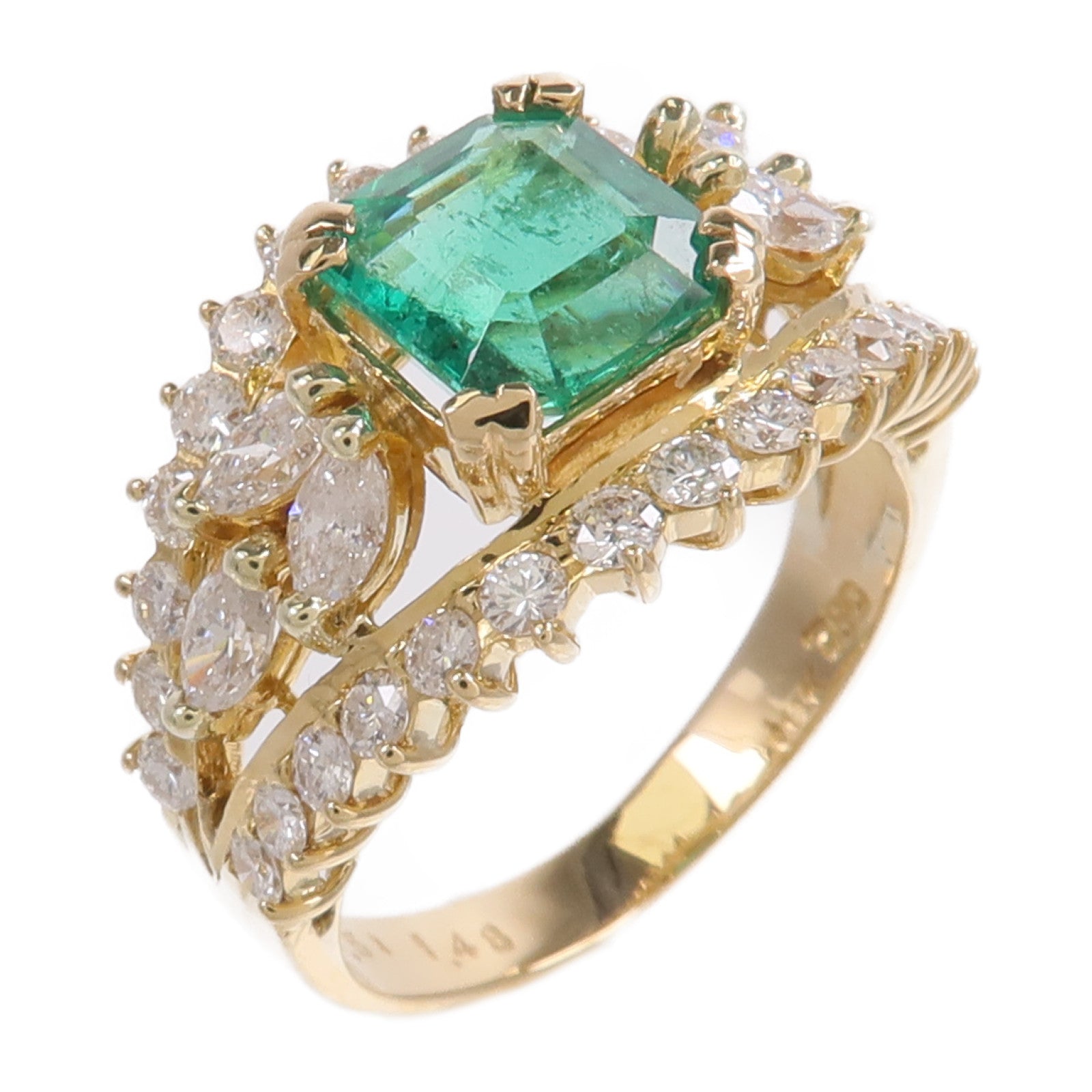 JEWELRY 18K黃金Emerald Diamond Ring綠寶石/鑽石戒指