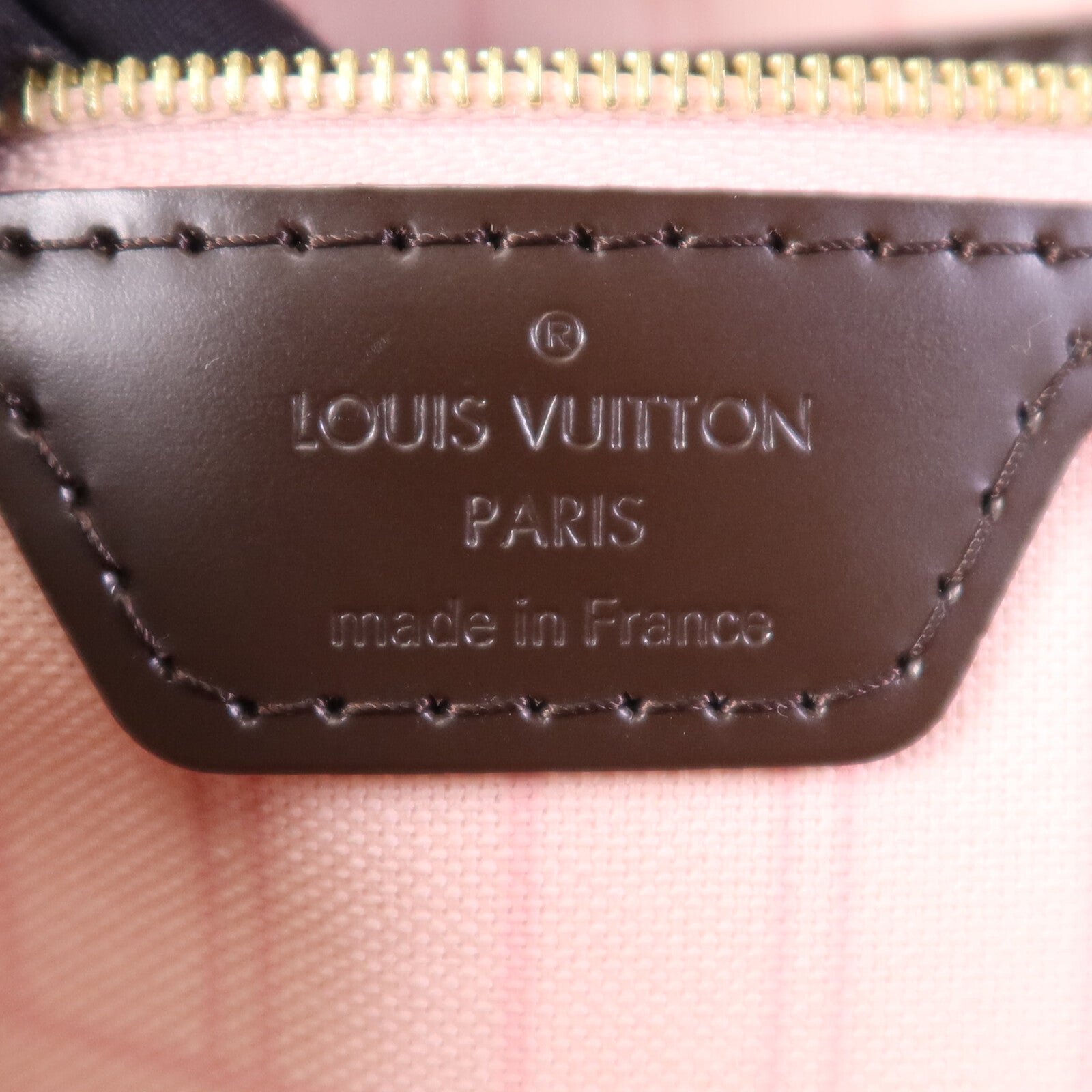 LOUIS VUITTON Damier Neverfull MM金扣手挽袋