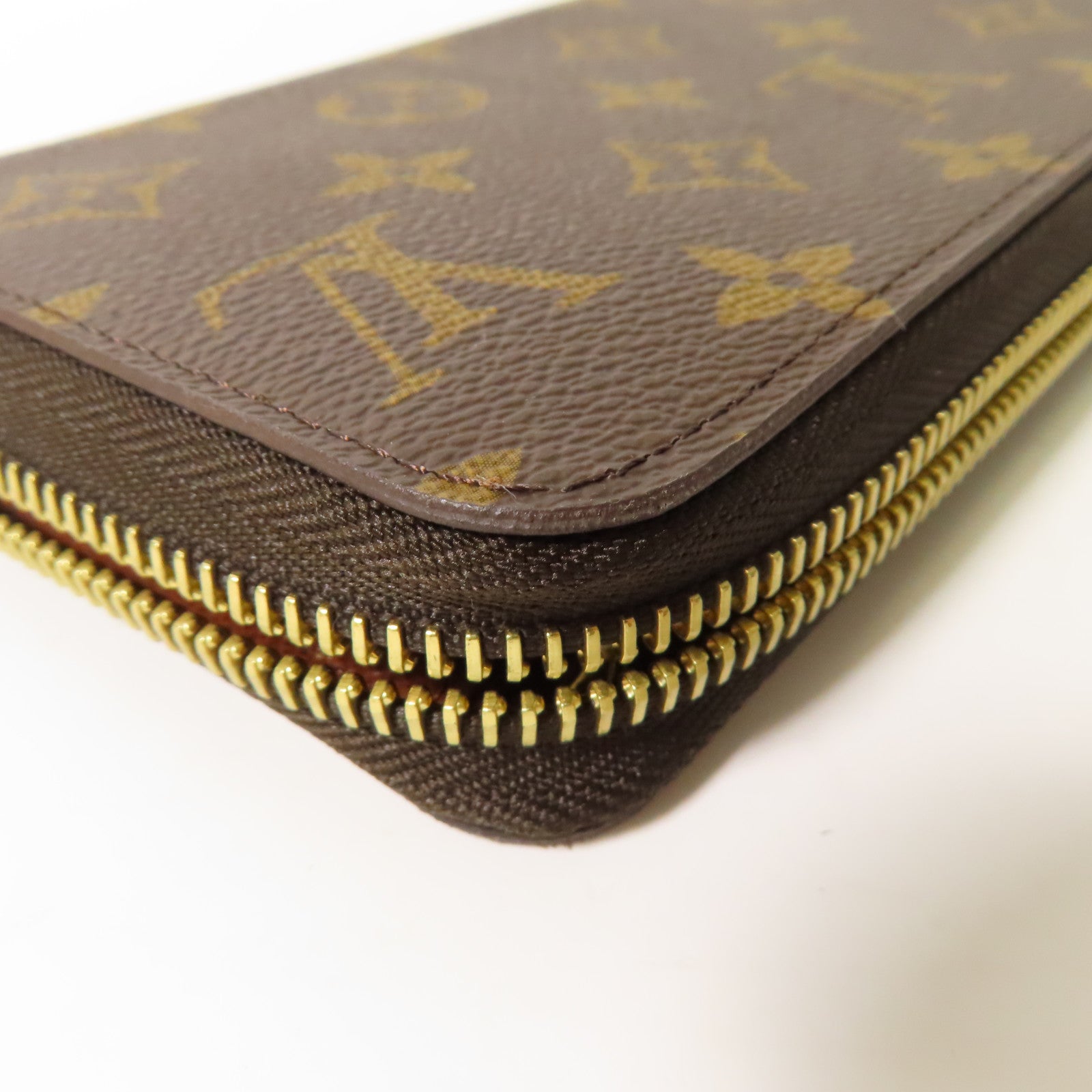 LOUIS VUITTON Monogram Zipper Long Wallet金扣長錢包棕色