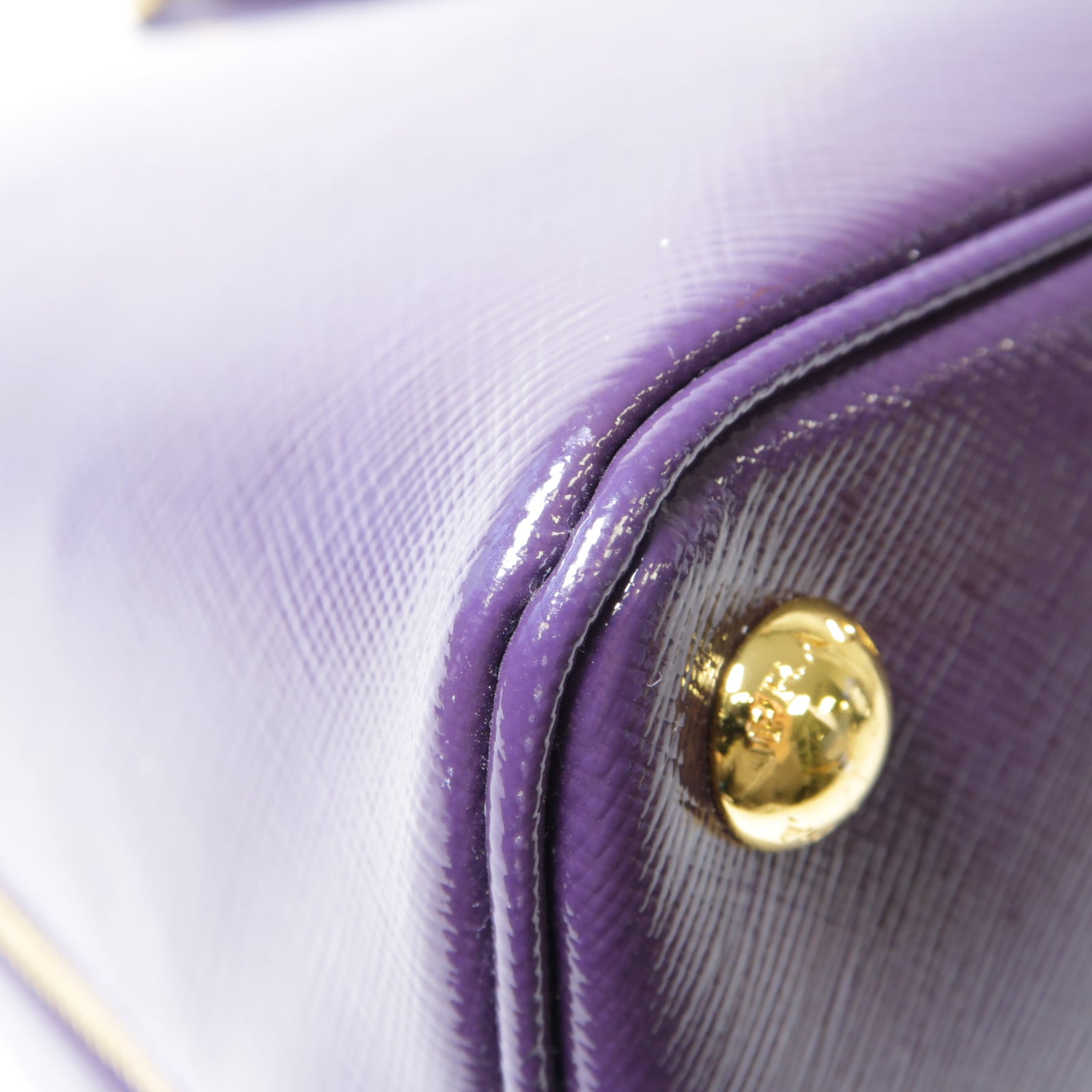 PRADA 【激減優惠】牛皮皮革Handbag金扣手挽袋紫色