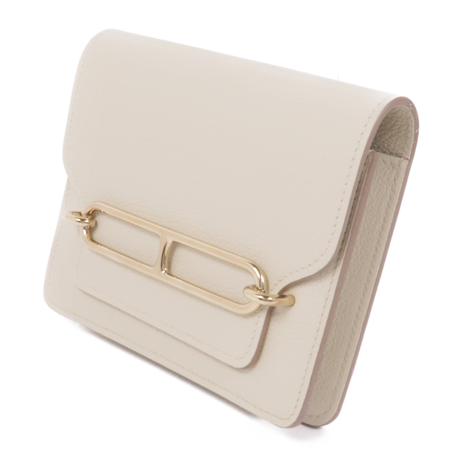 HERMES Evercolor皮革Roulis Slim金扣錢包Beton