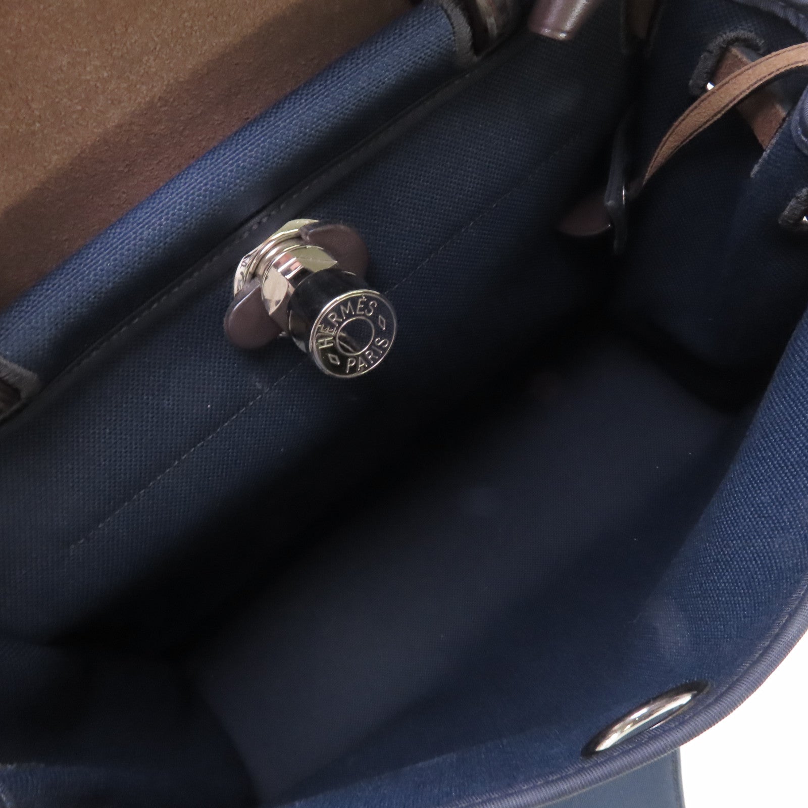 HERMES 帆布Herbag PM 2Way Shoulder Bag銀扣手挽肩背袋藍色