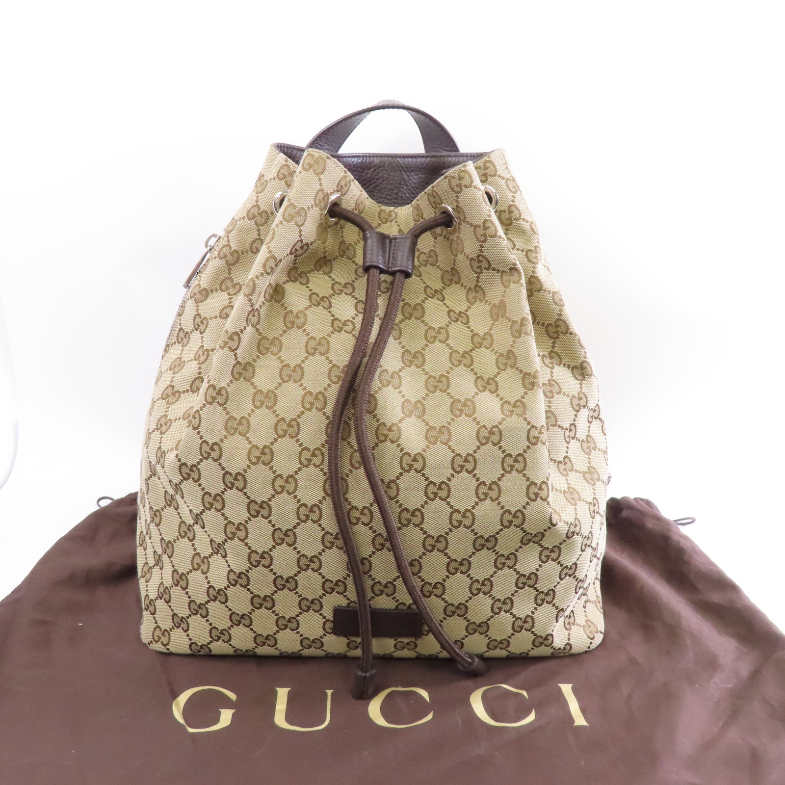 GUCCI 帆布Backpack銀扣背包啡色