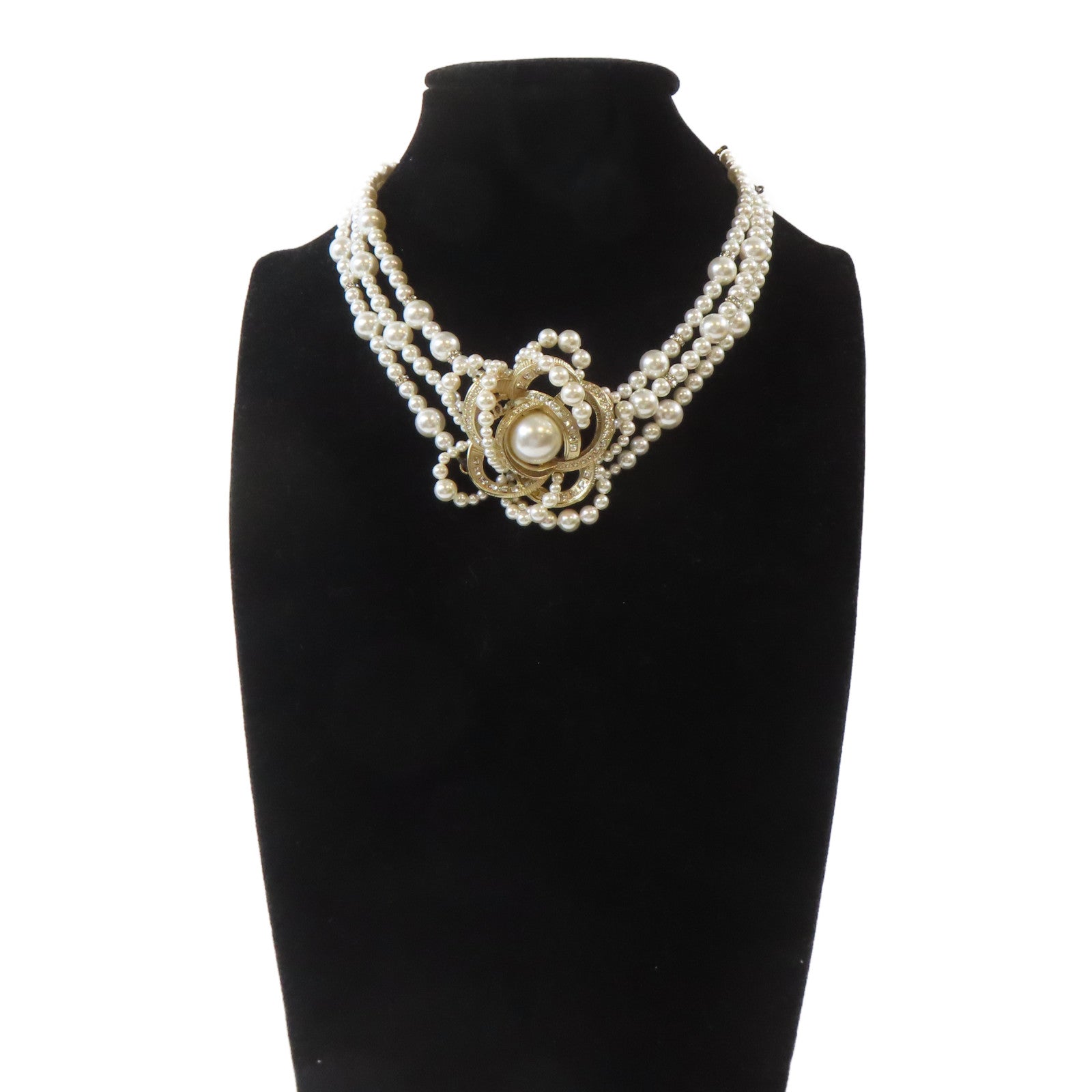 CHANEL 金屬Flower Choker項鍊白色