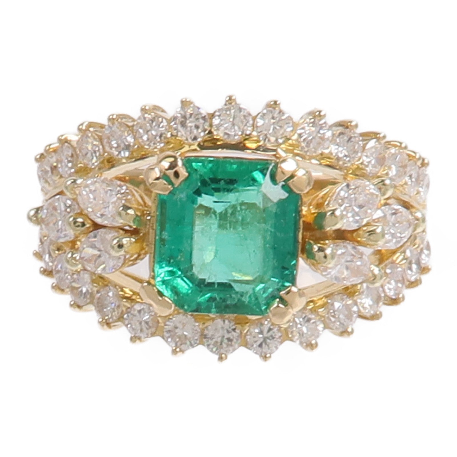 JEWELRY 18K黃金Emerald Diamond Ring綠寶石/鑽石戒指